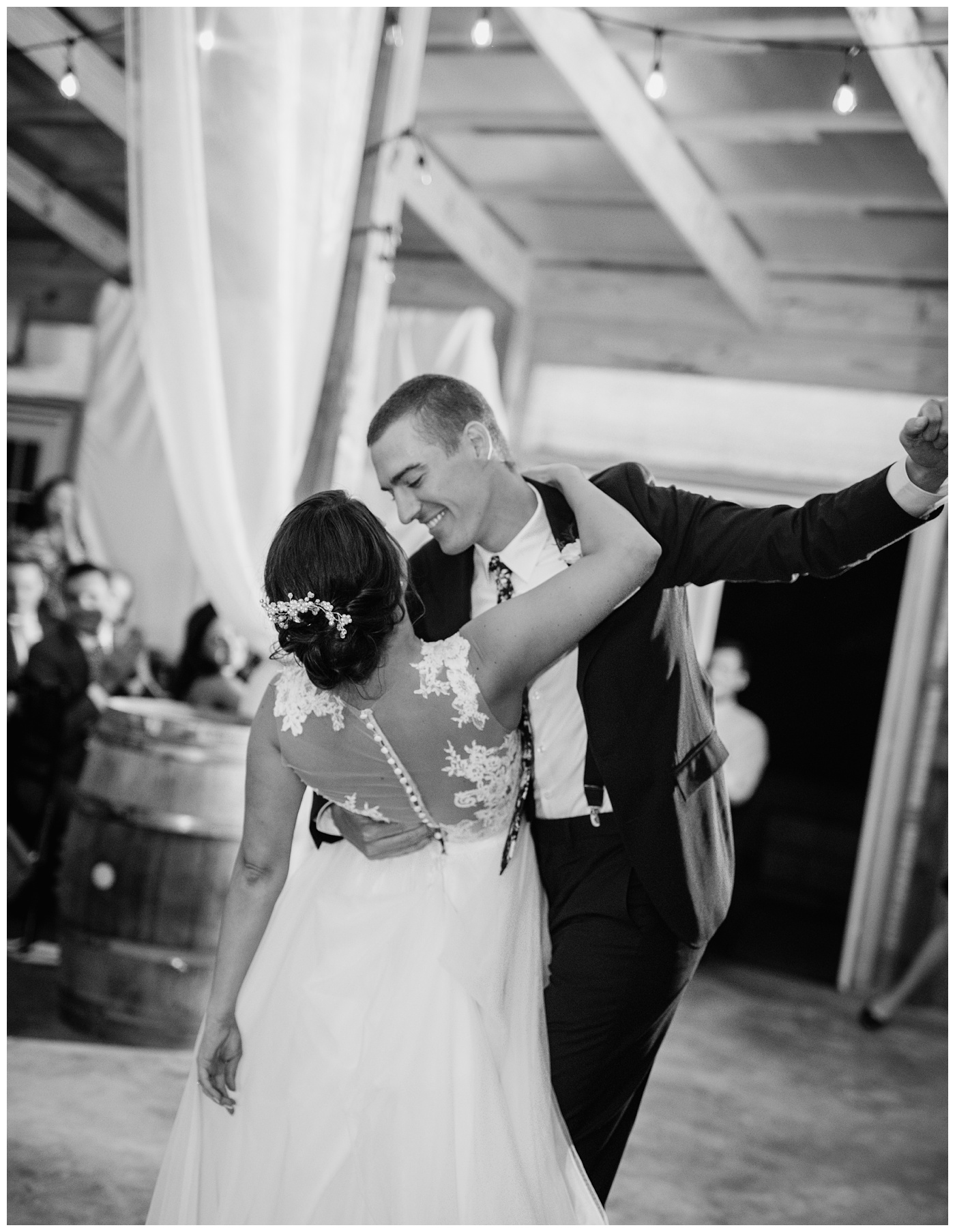 DelFosse Vineyard couple dancing during their reception
