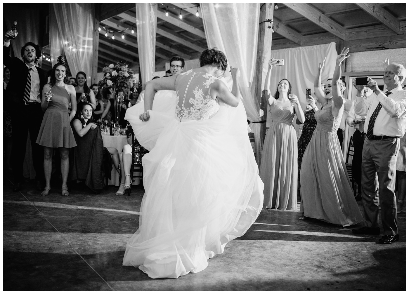 DelFosse Vineyard couple dancing during their reception
