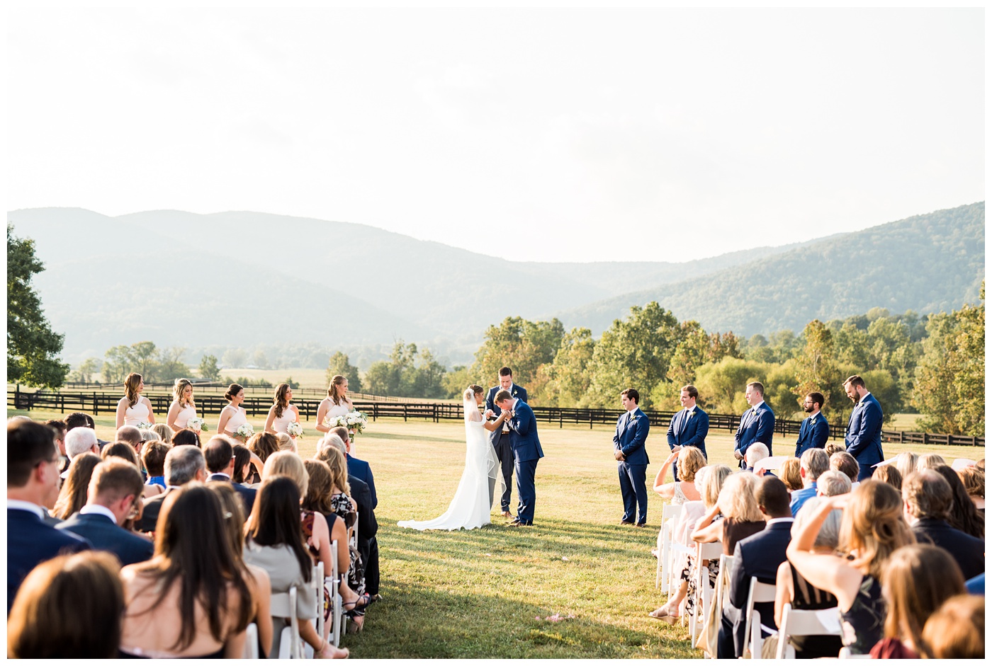 Bride and groom ceremony at King Family Vineyard.