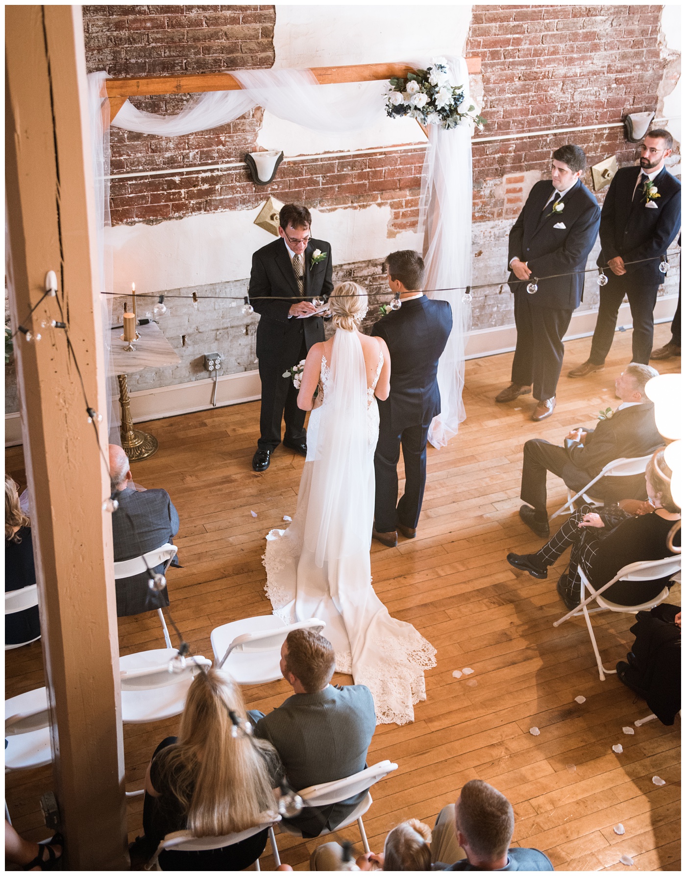 Bride and Groom wedding ceremony in Staunton Virginia at the American Hotel