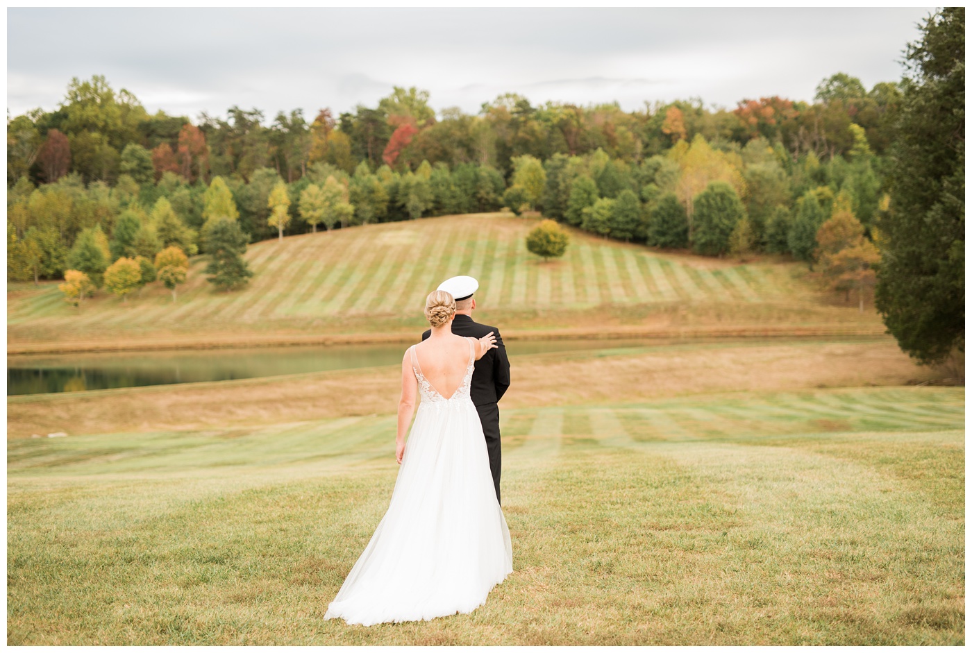 Navy couple's Fall wedding at Castle Hill Cidery in the Fall 