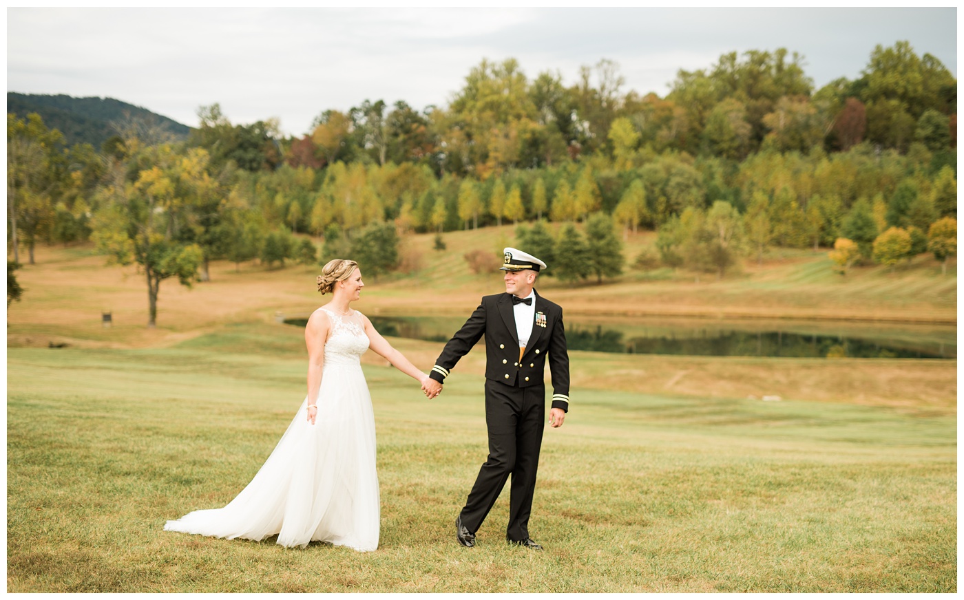 Navy couple's Fall wedding at Castle Hill Cidery in the Fall 