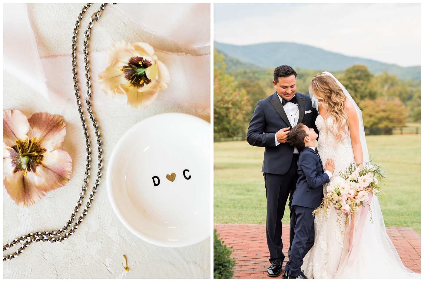 Bride and groom first look at King Family Vineyard in Charlottesville VA 