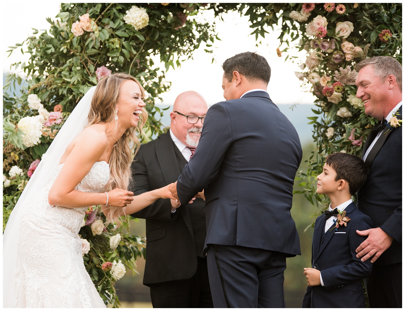Bride and groom ceremony at King Family Vineyard in Charlottesville VA 