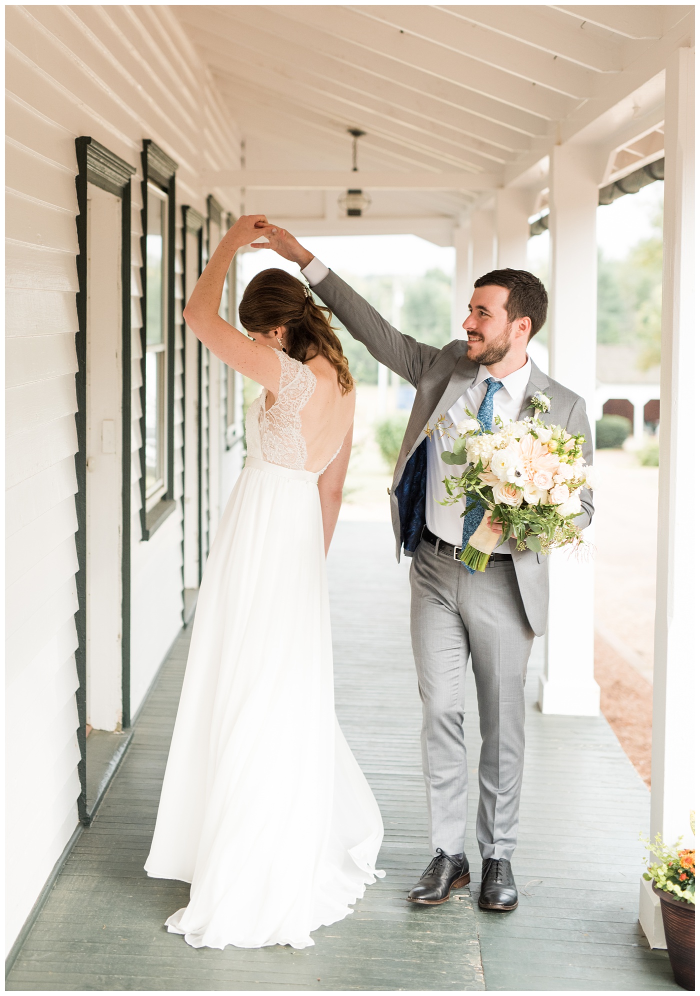 Bride and Groom first look at Septenary Winery in Charlottesville VA