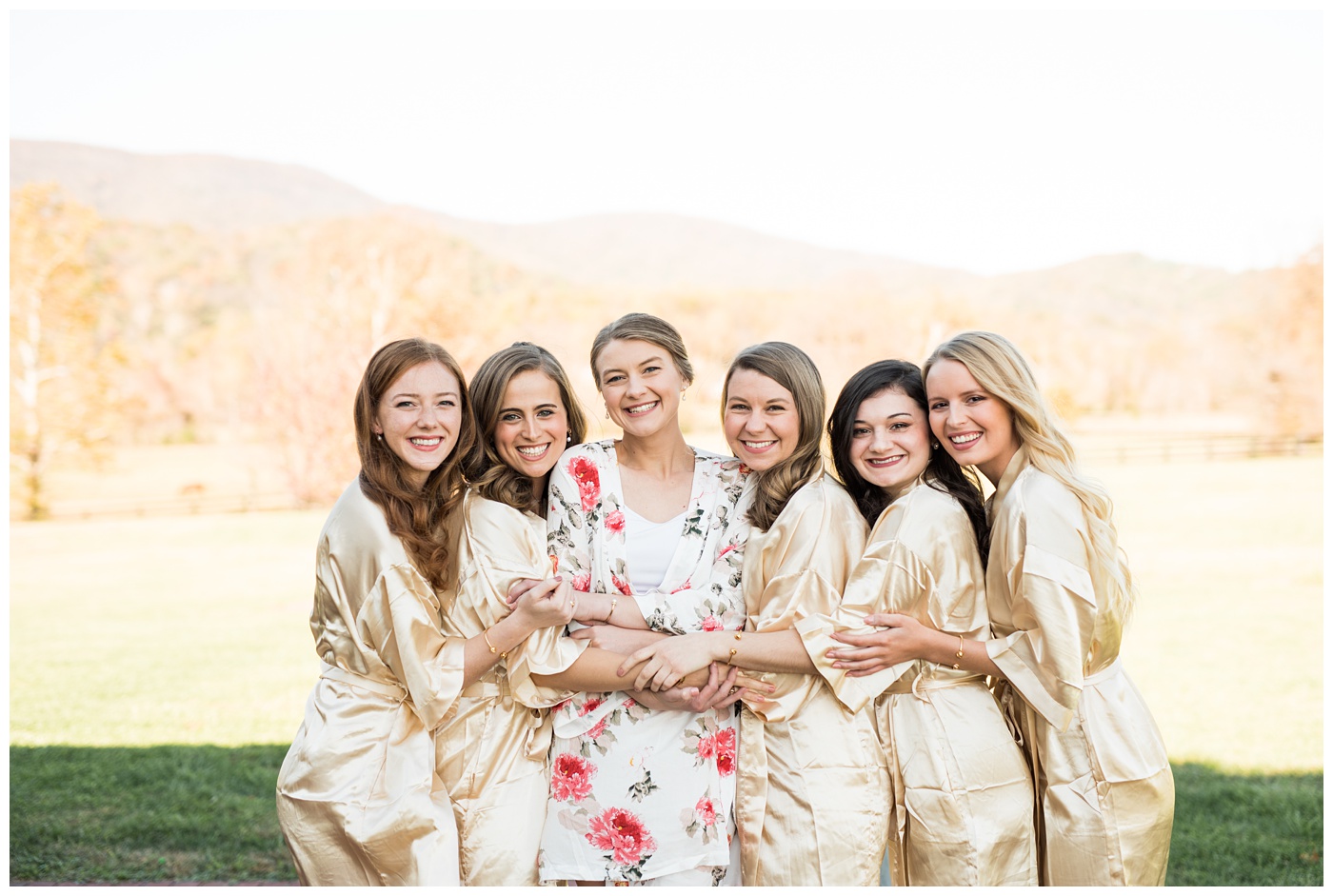 Bridesmaids getting ready for their wedding in Charlottesville VA