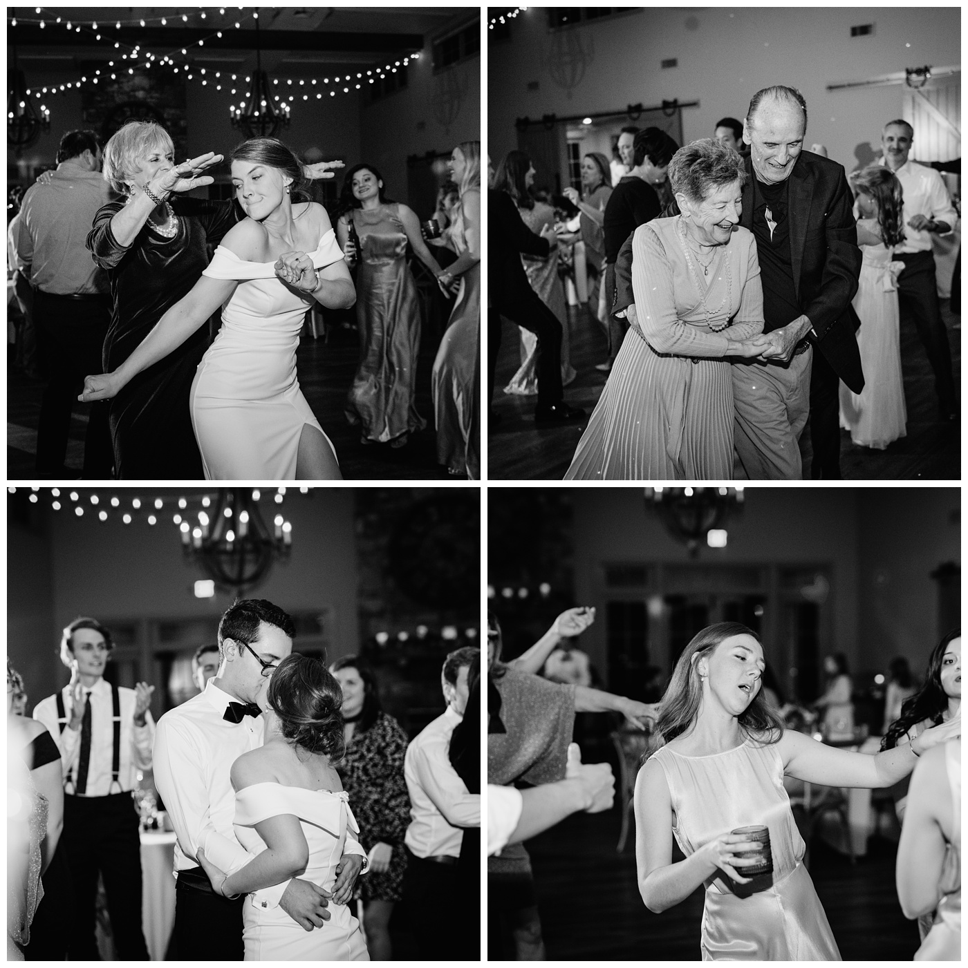 Bride and groom dancing at their wedding reception at King Family Vineyard 