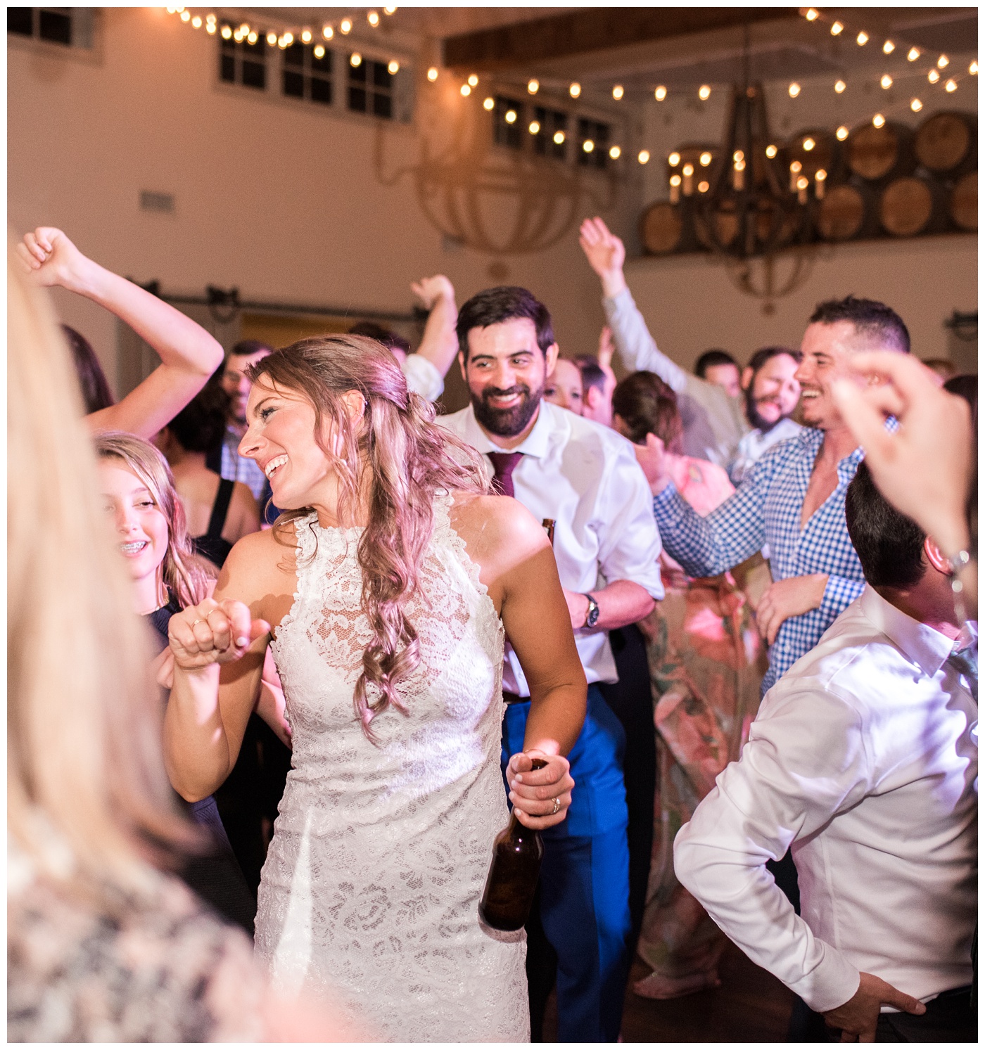Bride and Groom dancing at their wedding reception at King Family Vineyard