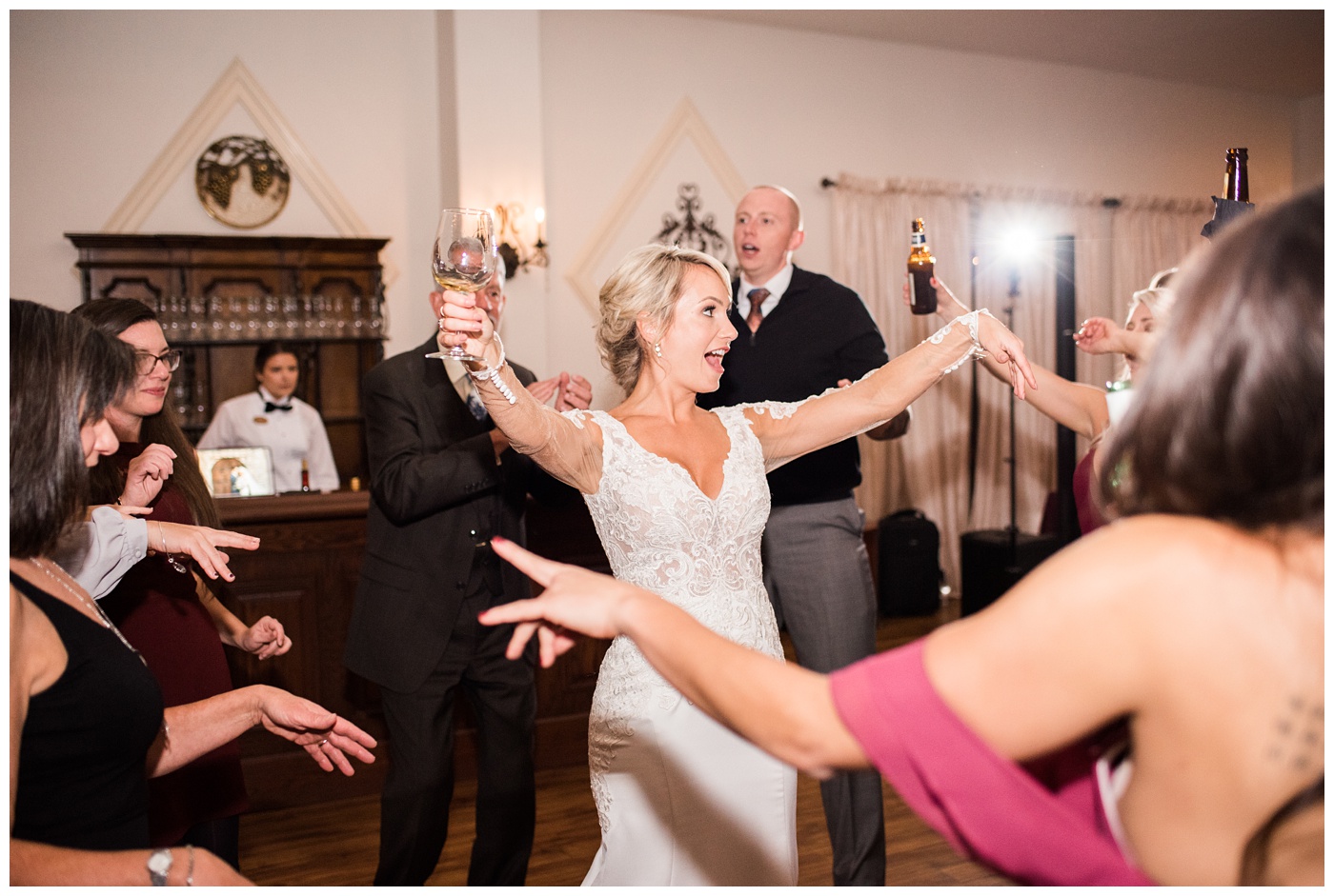 wedding reception dancing at Potomac Point Winery