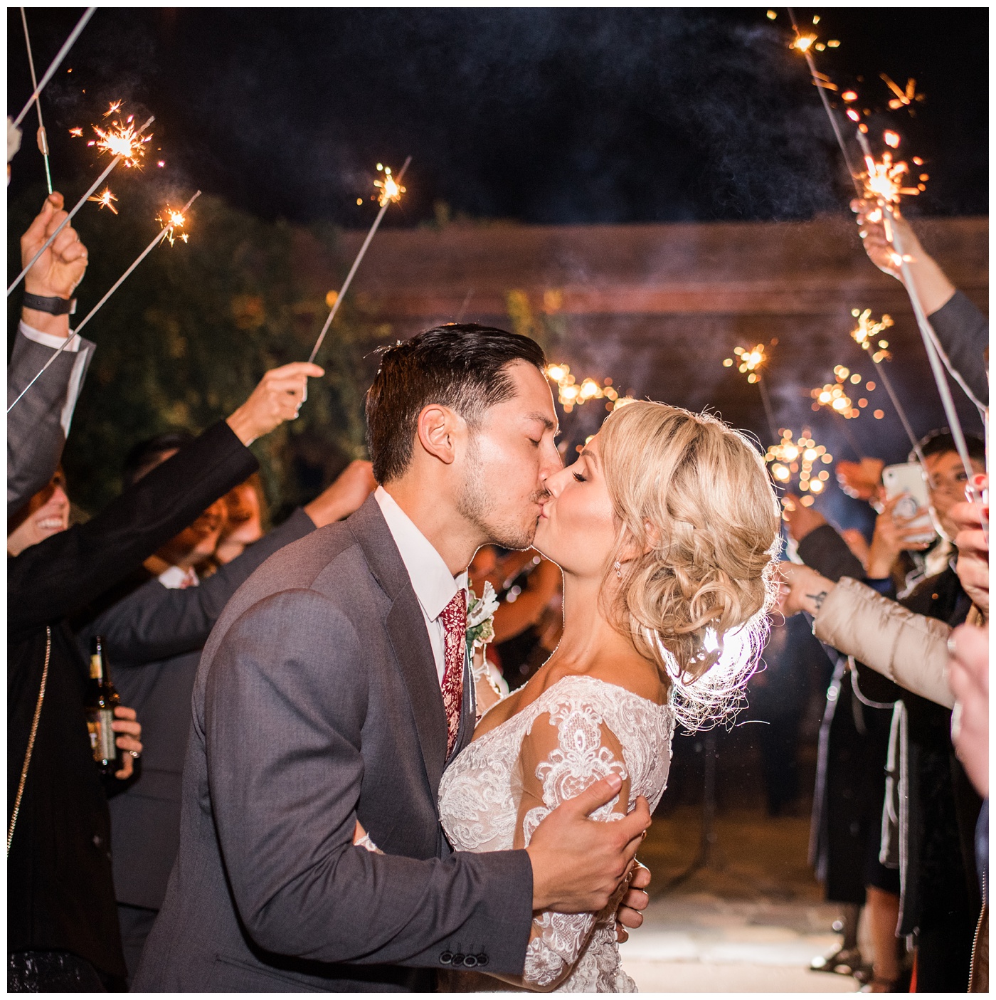 bride and groom sparkler exit at Potomac Point Winery