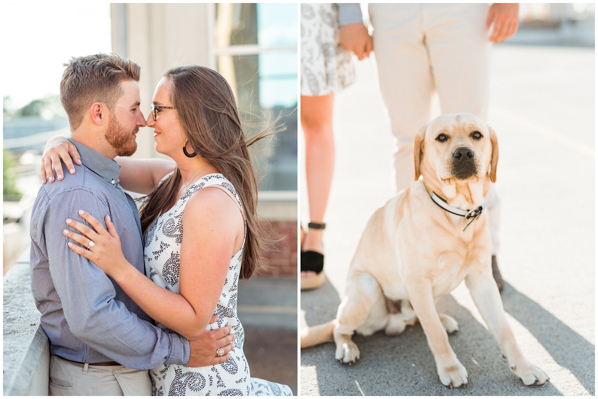 Engaged couple photoshoot with their dog in Virginia