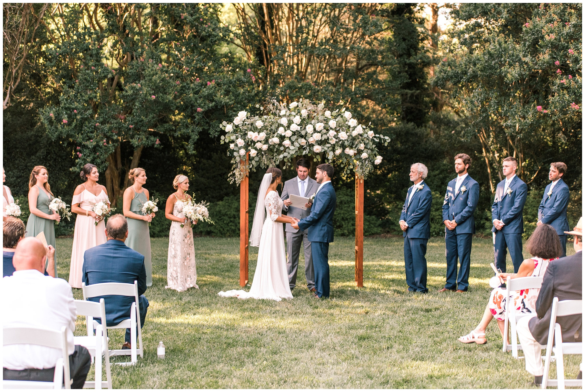 Richmond Backyard Wedding Ceremony with floral arch