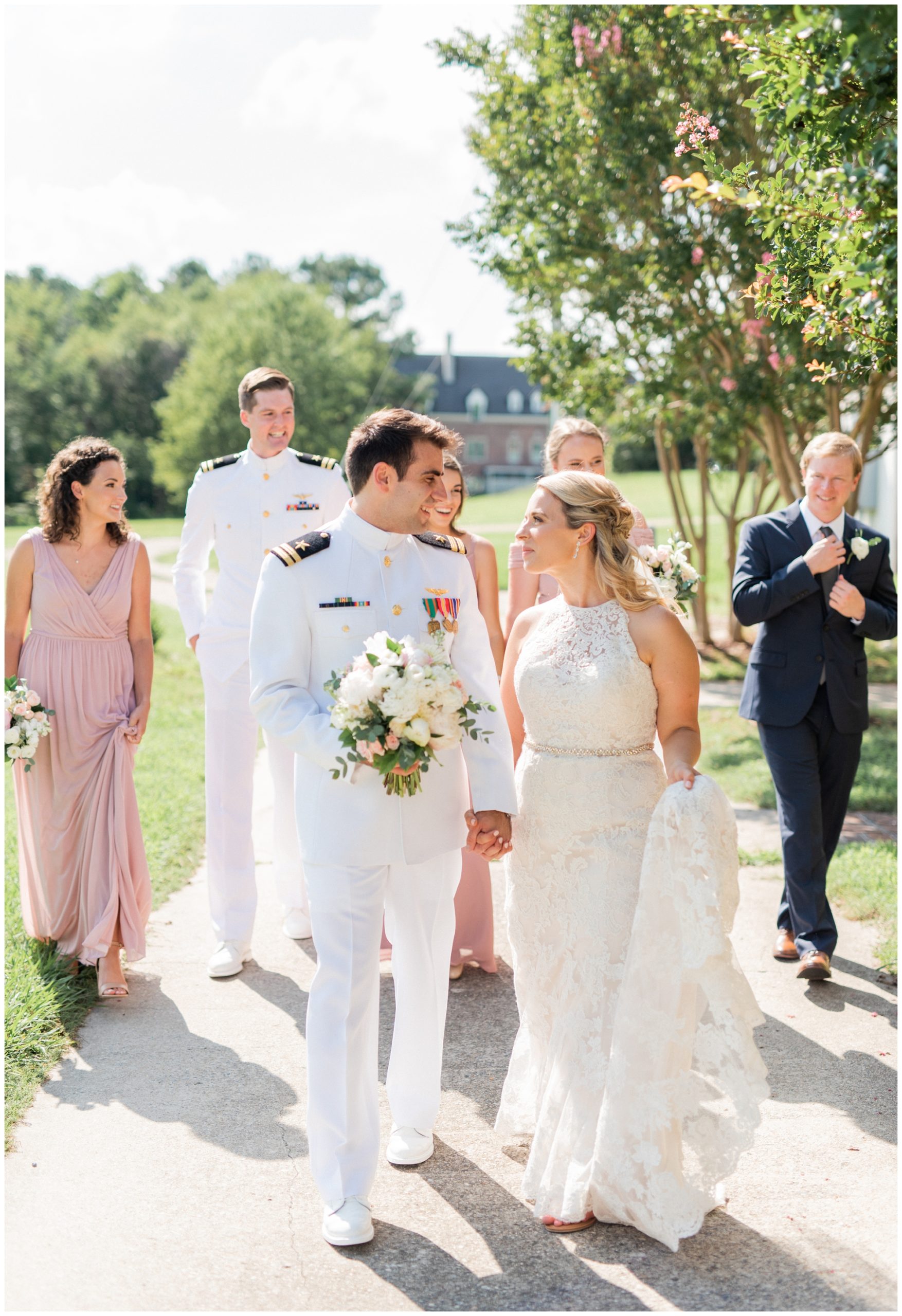 Military couple on their wedding day in Williamsburg VA
