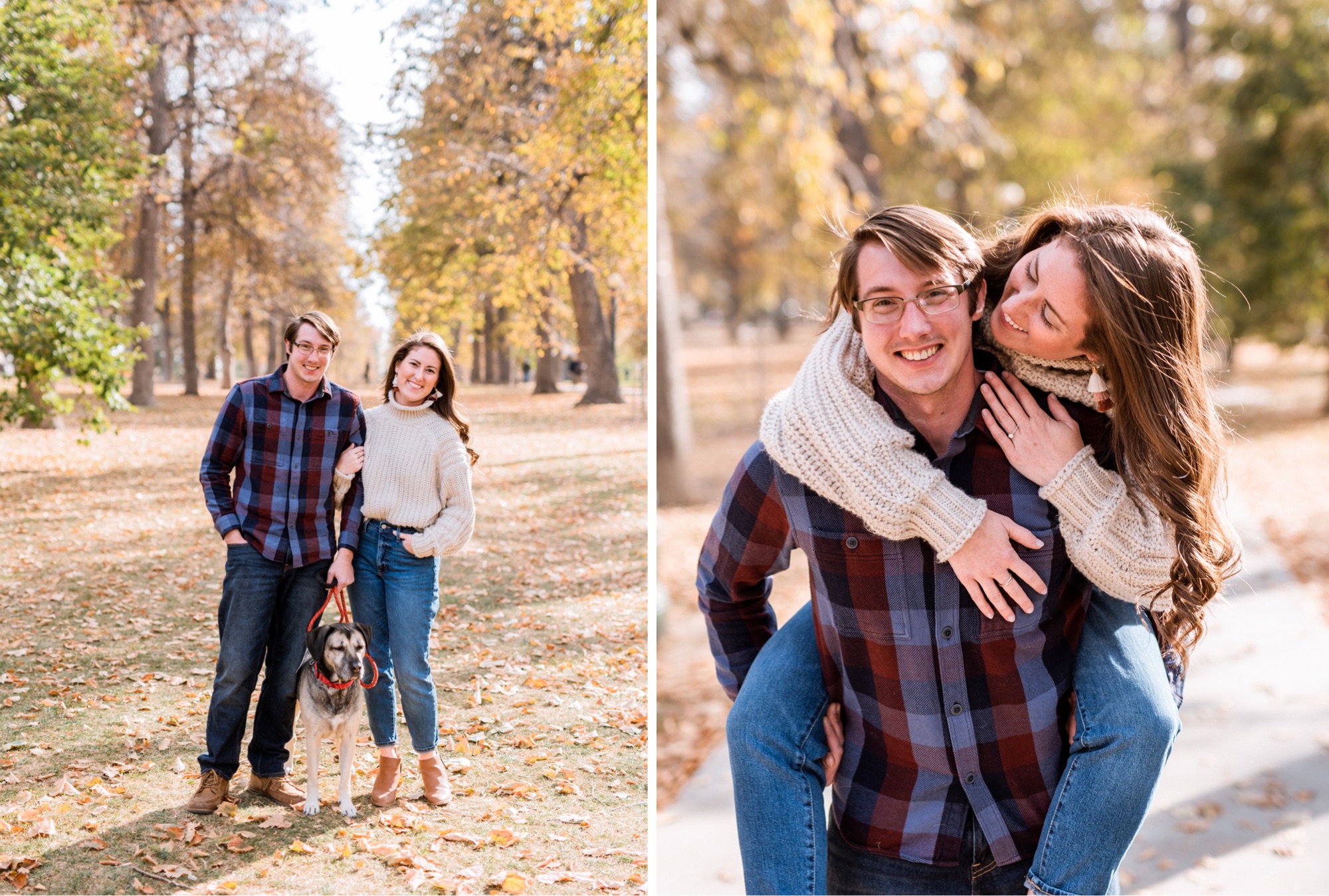 couple cuddled in Denver Colorado Fall photoshoot