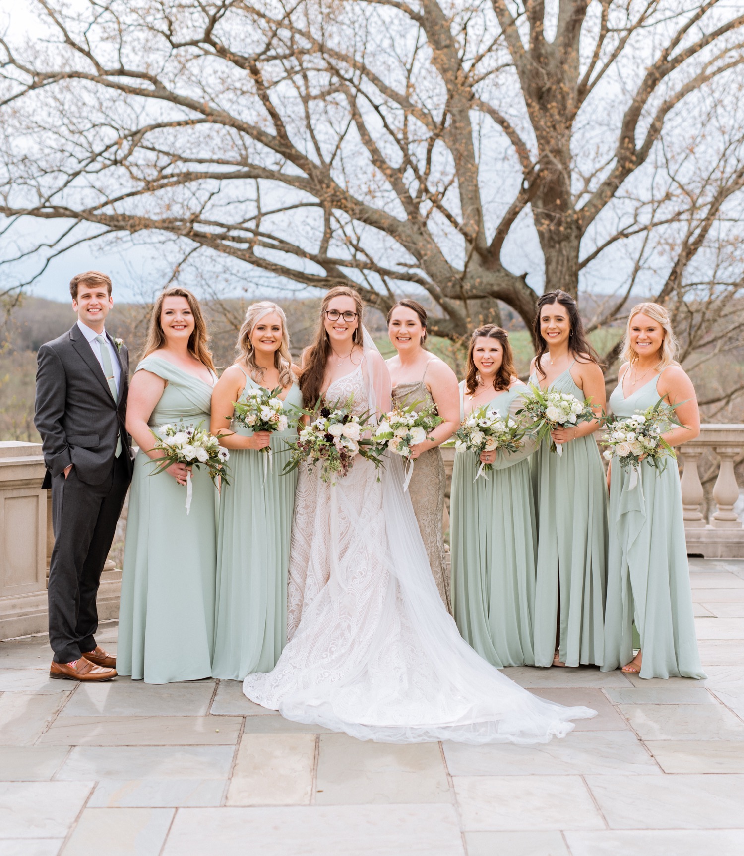Bride and bridal party showcase their happiness at wedding in Richmond Virginia