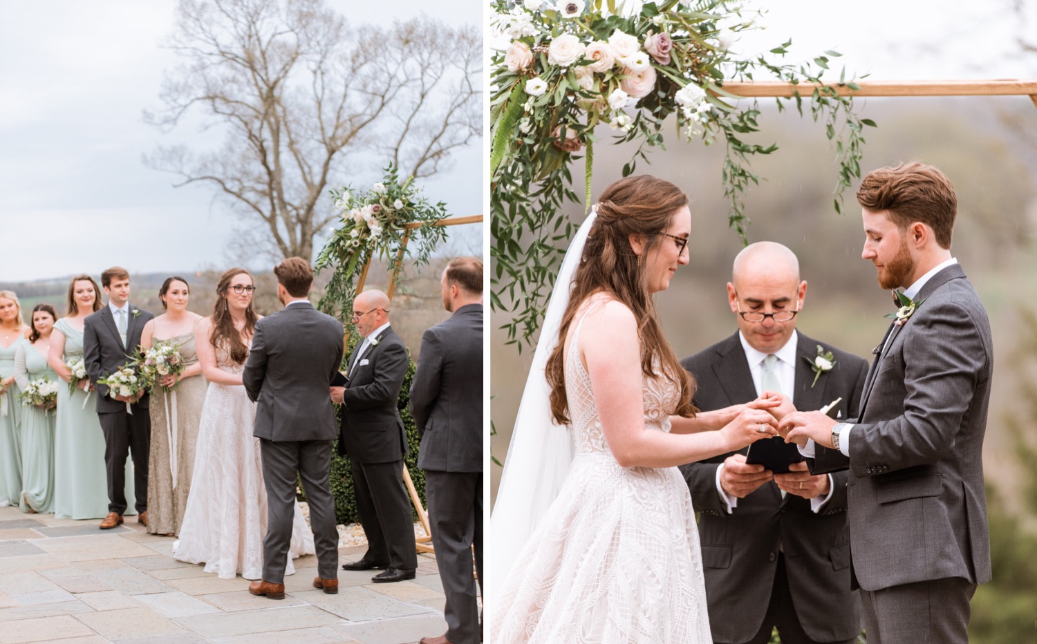 Bride and groom say "I do" during wedding at the Estate at River Run