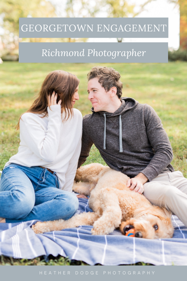 couple lock eyes during engagement shoot in Georgetown