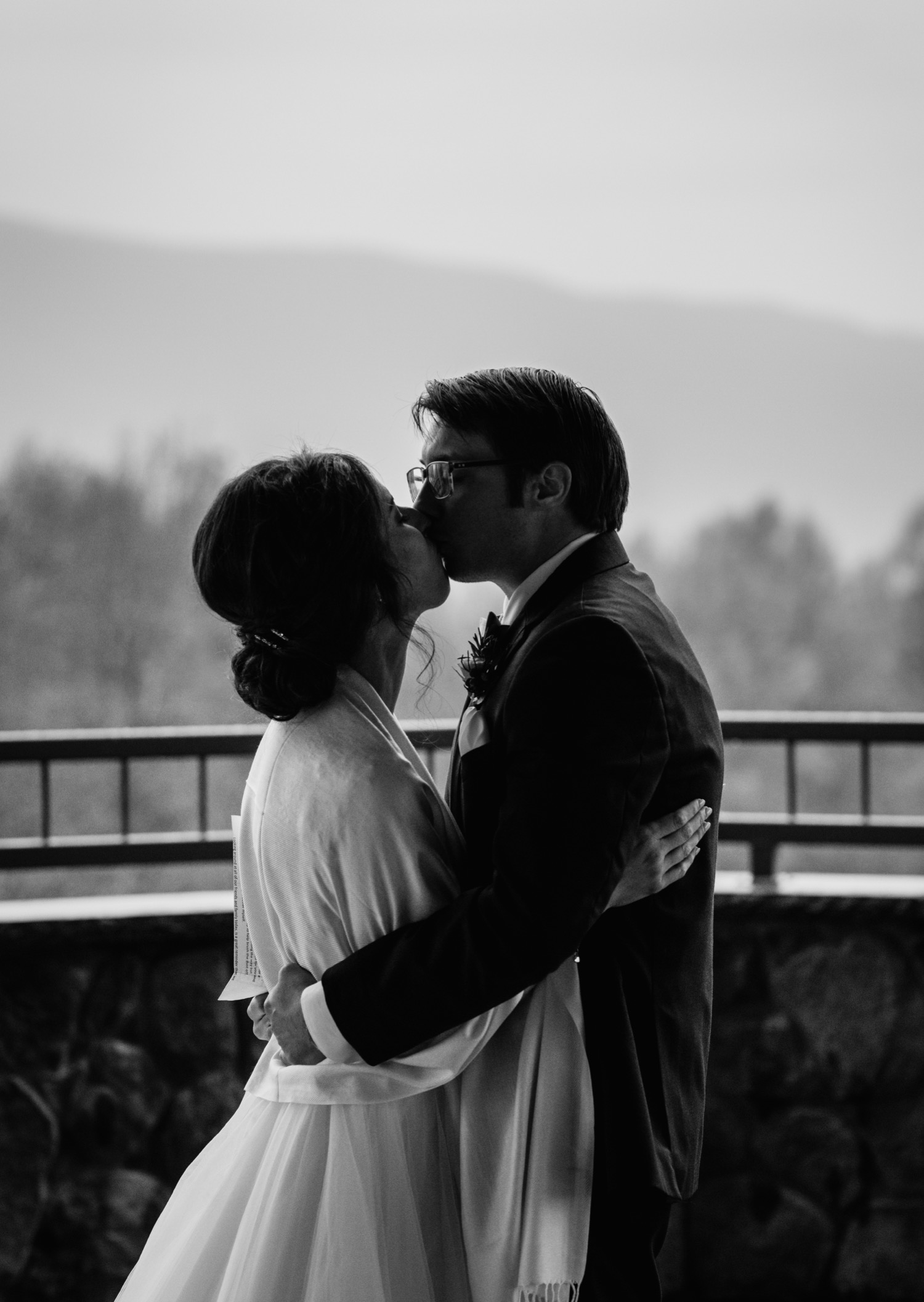 Bride and groom kiss at wedding in Lexington Virginia