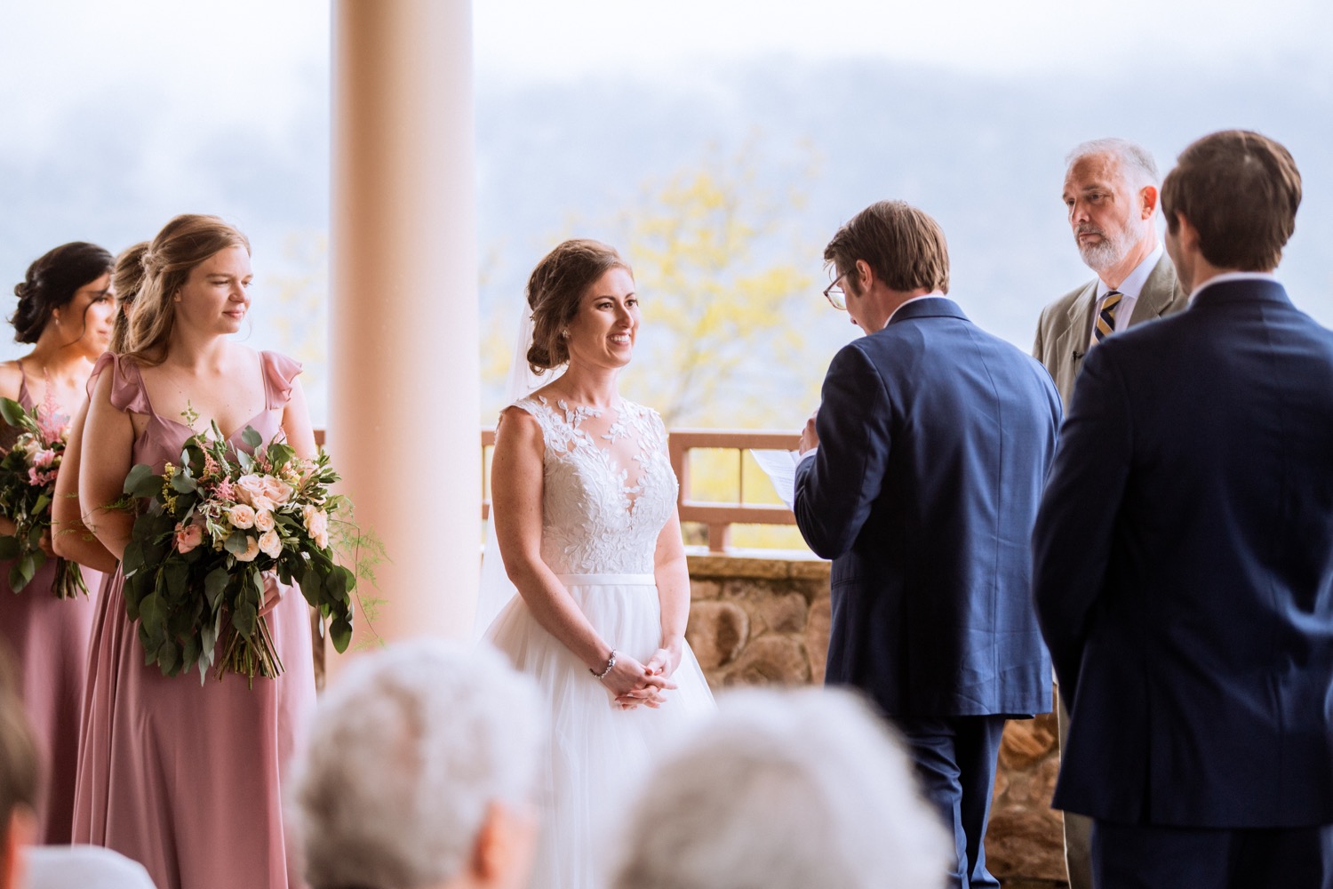 Bride and groom say "I do" at wedding ceremony in Lexington Virginia