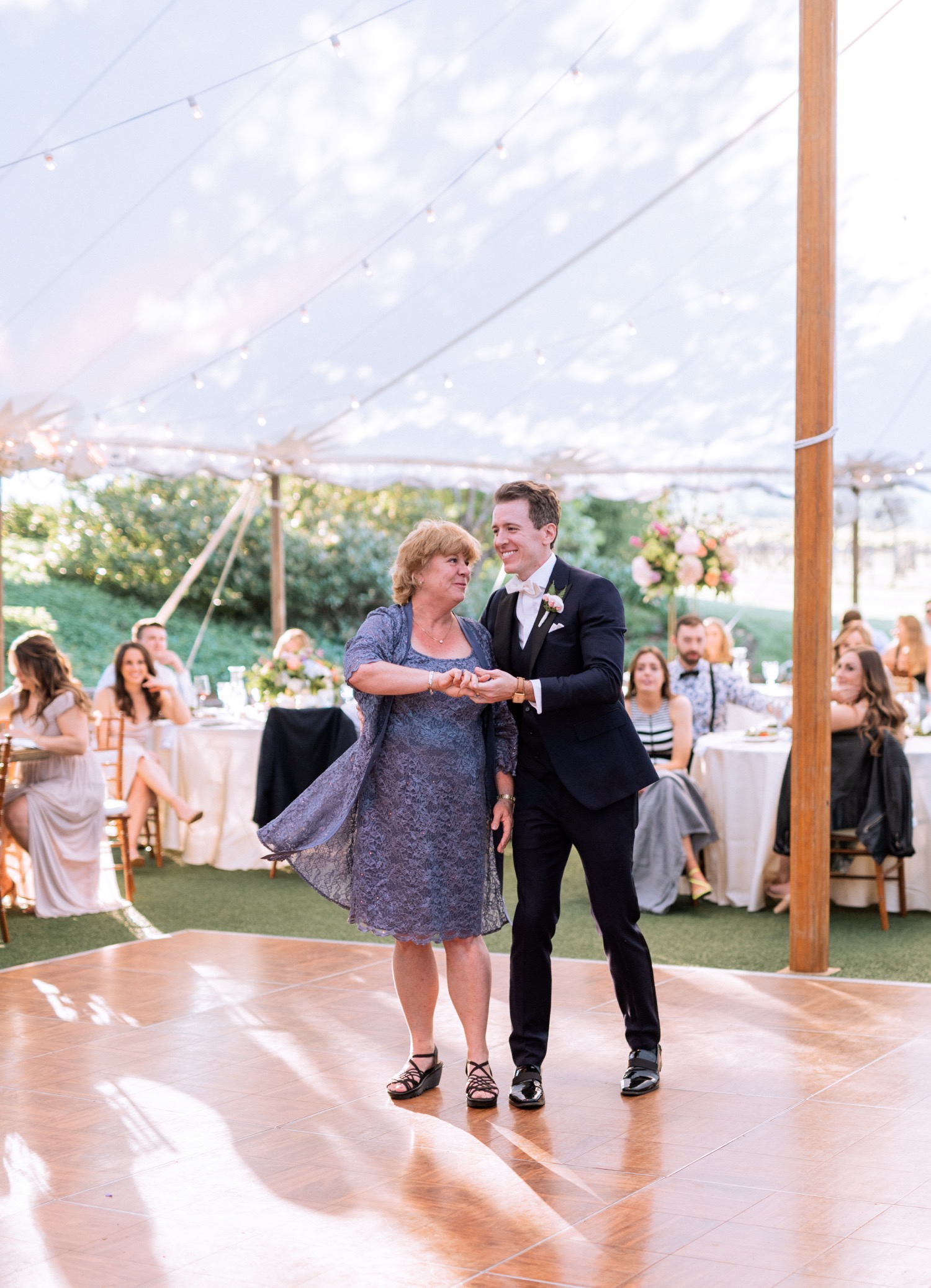 groom dances with mother at Charlottesville Wedding