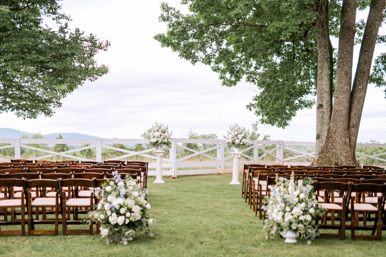 Wedding Ceremony set up at James Monroe's Highland in Charlottesville, VA
