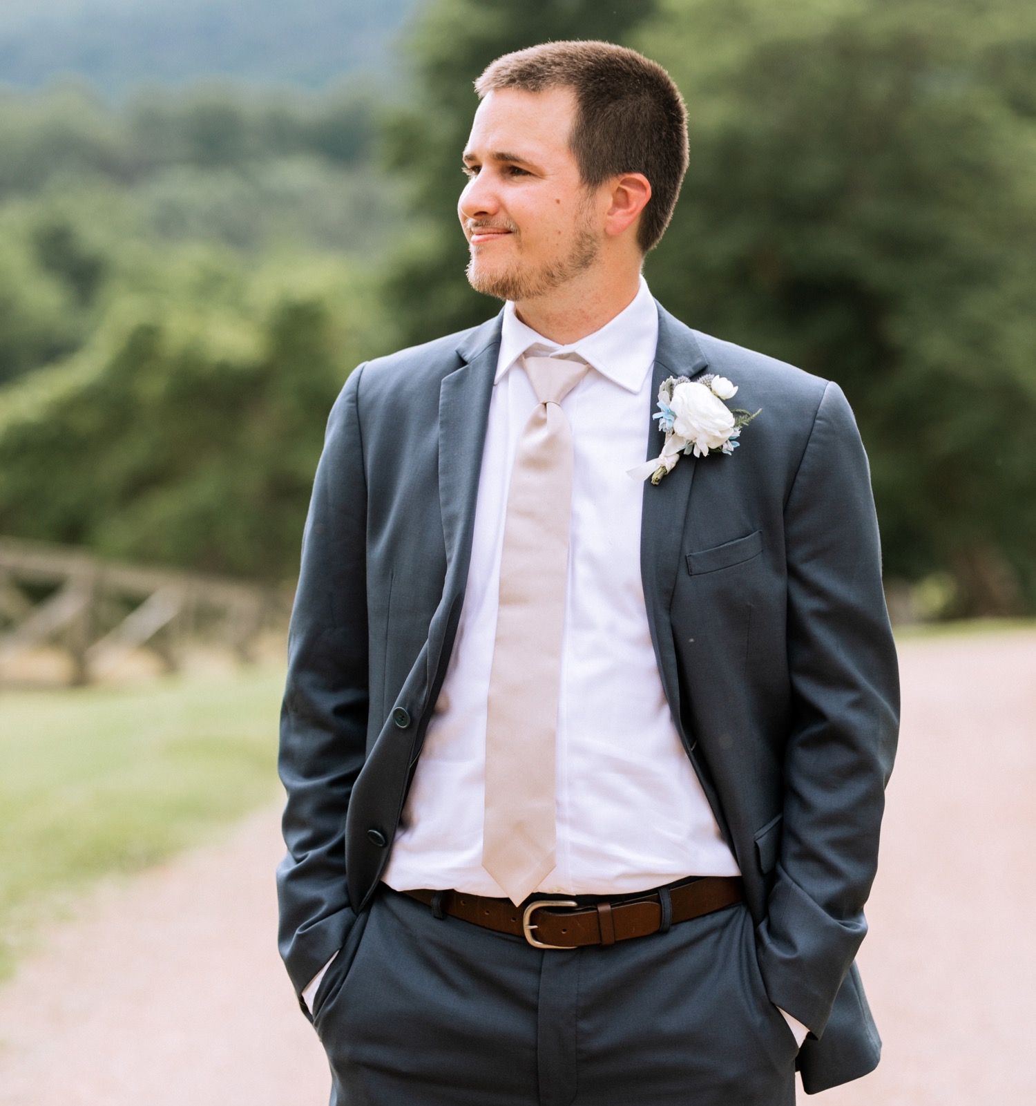 Groom before his wedding at James Monroe's Highland in Charlottesville, VA