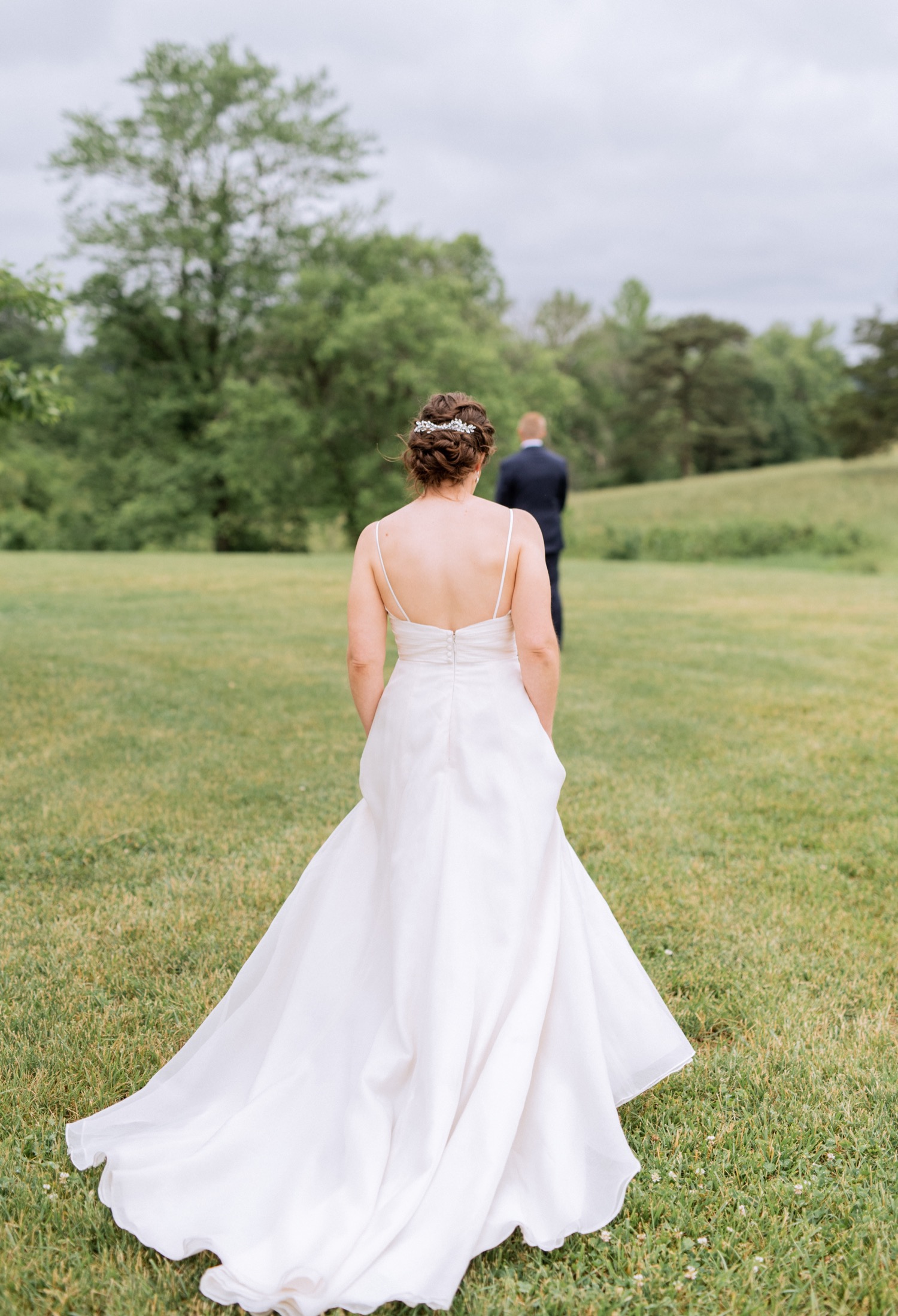 first look between bride and groom before wedding ceremony in Charlottesville, VA