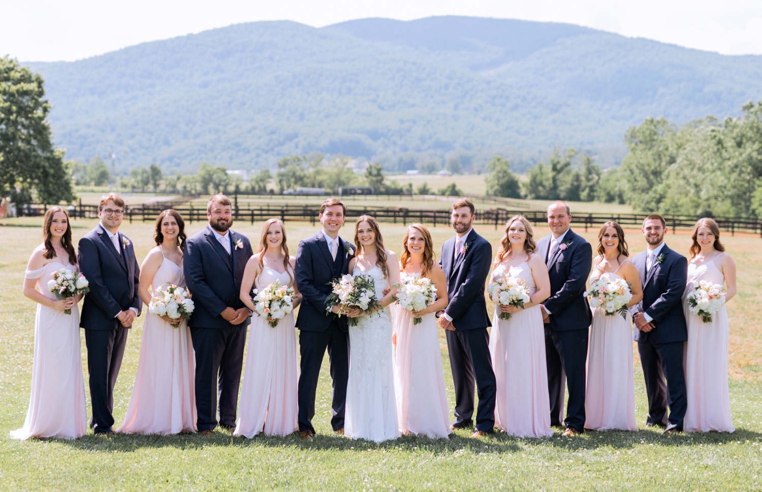 Entire wedding party before the ceremony in Charlottesville, VA