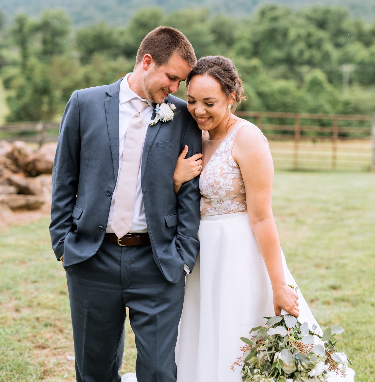Bride and grooms first look before their wedding at James Monroe's Highland in Charlottesville, VA