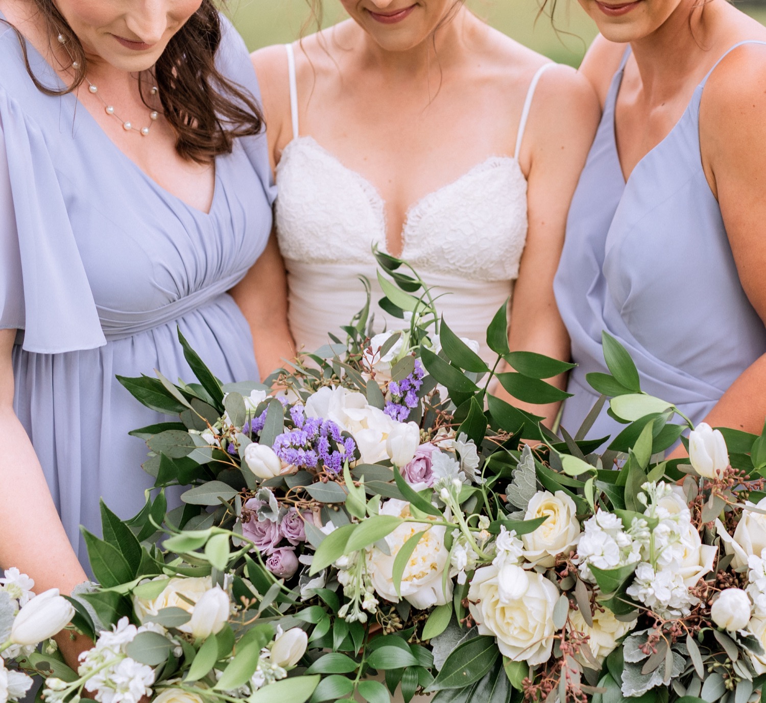 Bride & bridesmaids before wedding ceremony in Charlottesville, VA