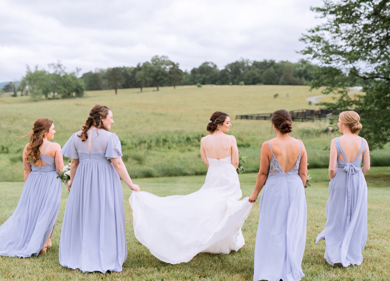 Bride & bridesmaids before wedding ceremony in Charlottesville, VA