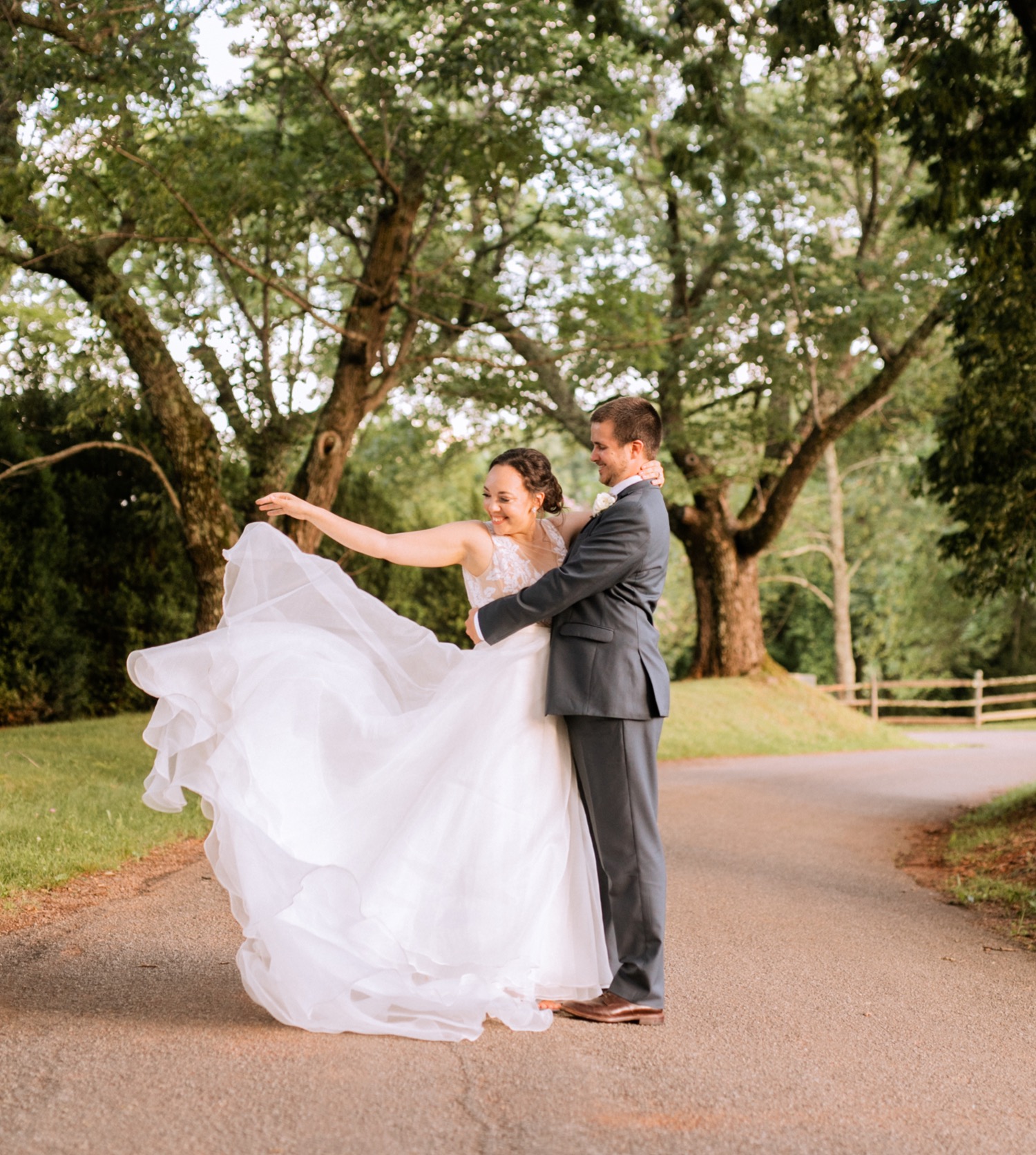 Bride and groom celebrate their wedding day at James Monroe's Highland in Charlottesville, VA