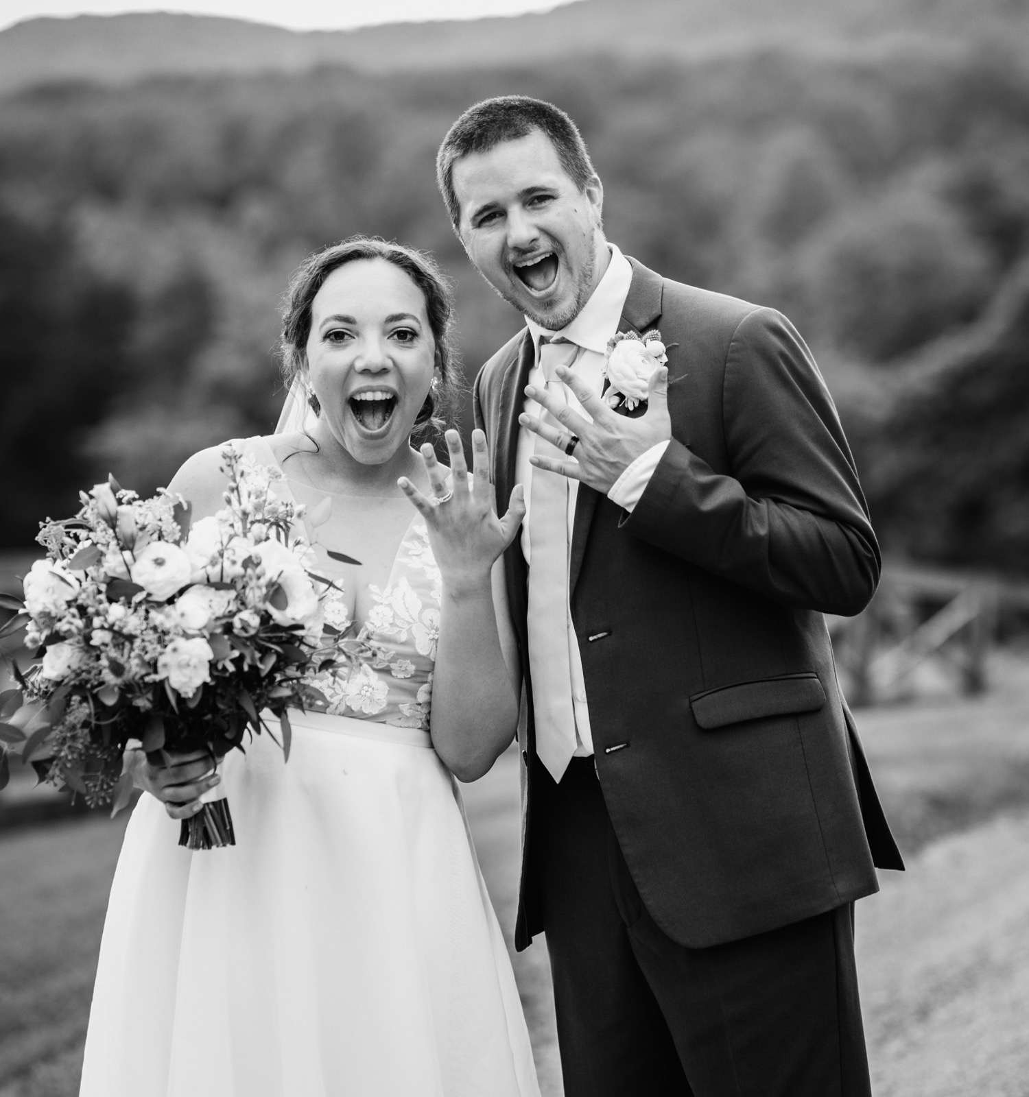 Bride and groom celebrate their wedding day at James Monroe's Highland in Charlottesville, VA