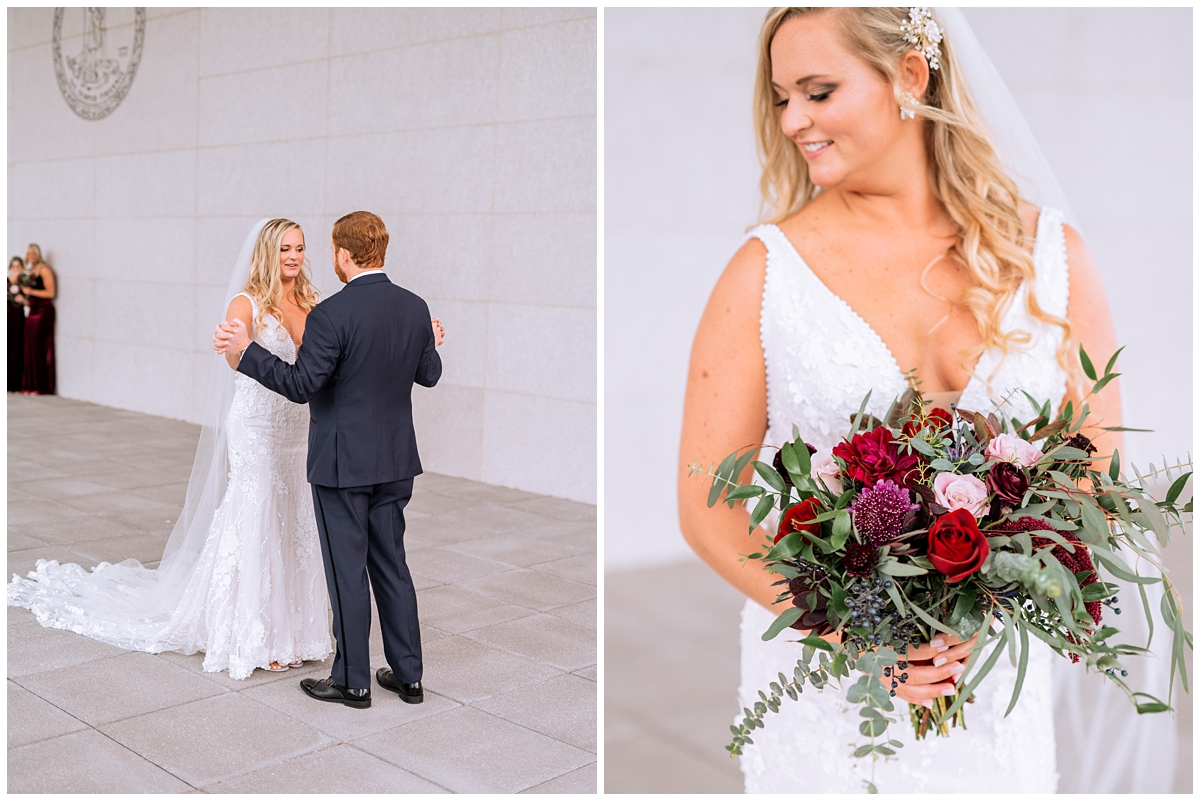 couples first look in downtown Richmond