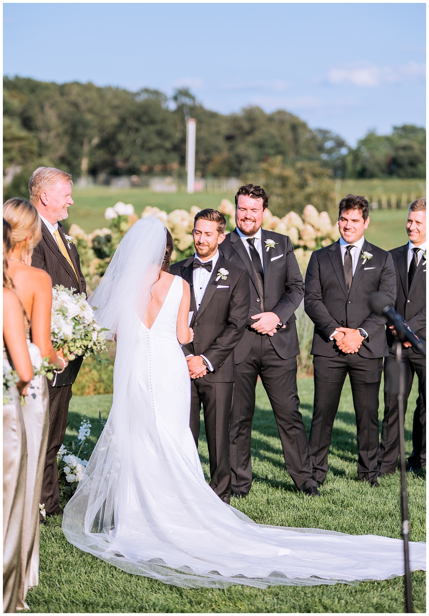 Bride and Groom at ceremony at Early Mountain Vineyard Wedding