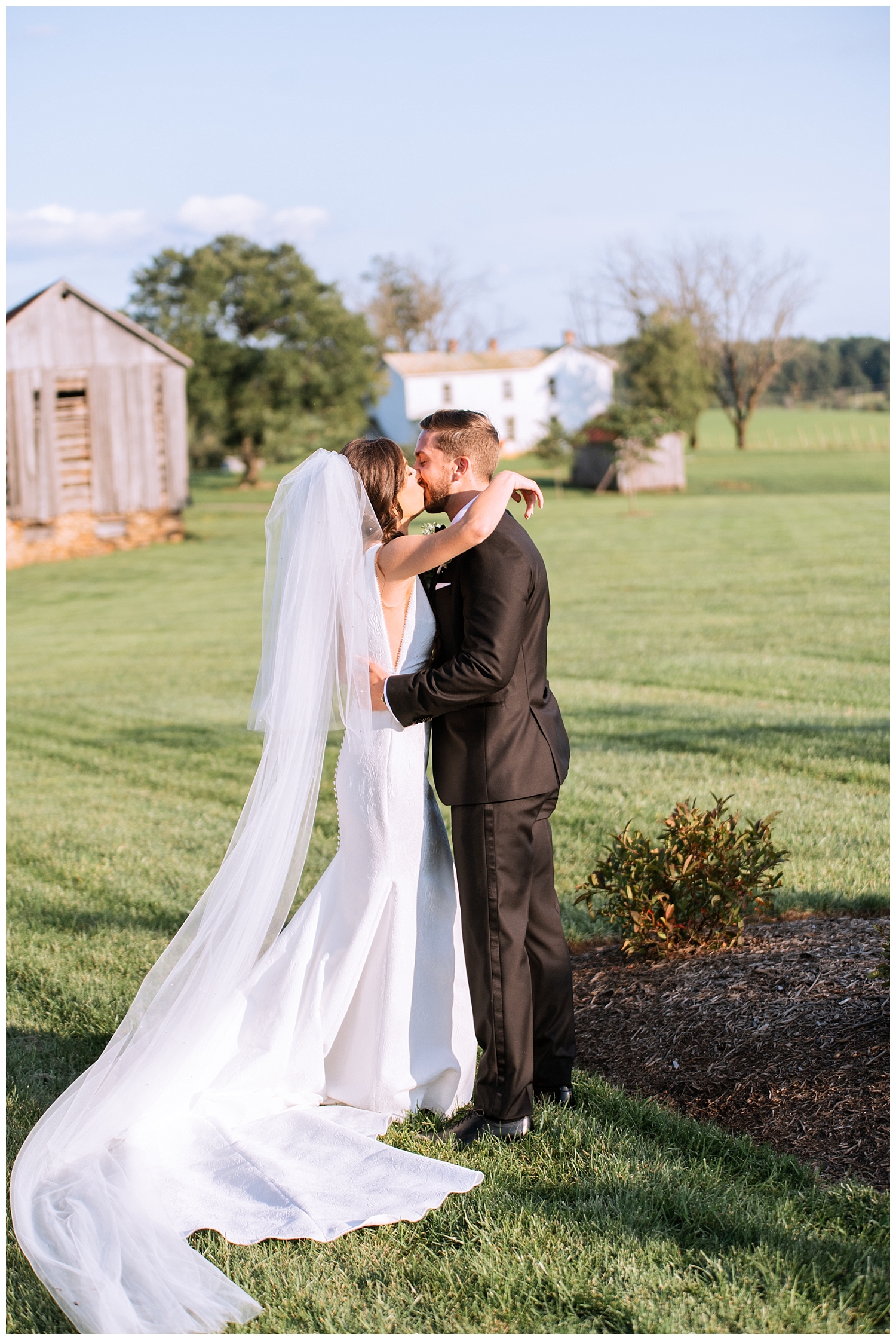 Bride and Groom portraits at autumn Early Mountain Vineyard Wedding