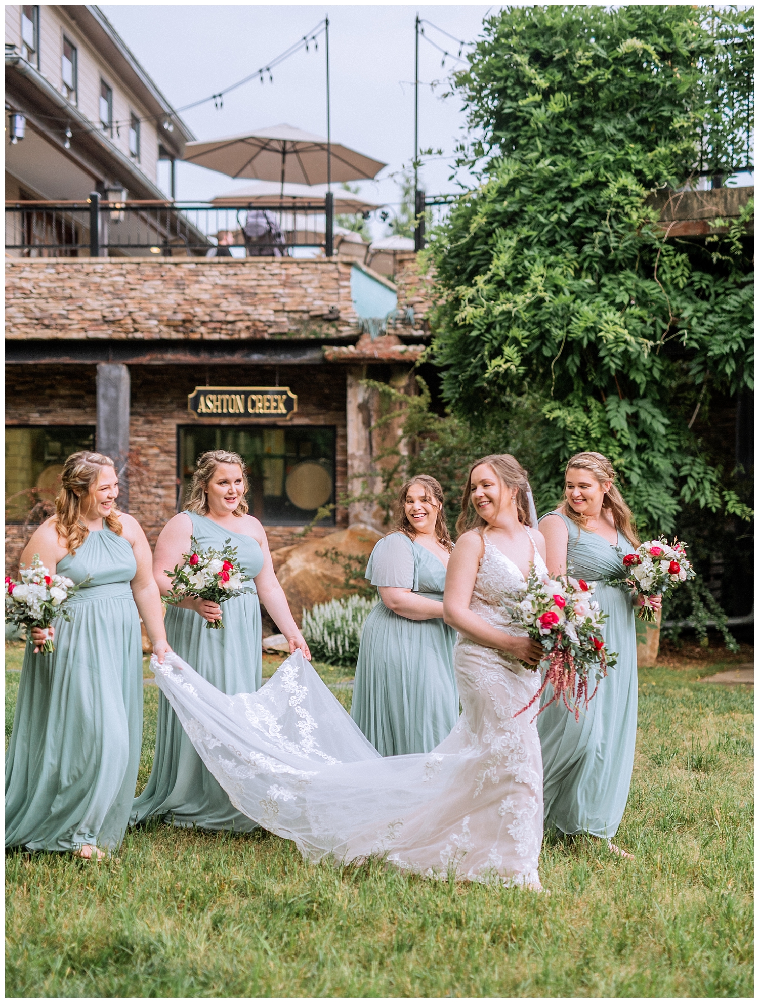 Sage Bridesmaids dresses at Ashton Creek Vineyard wedding