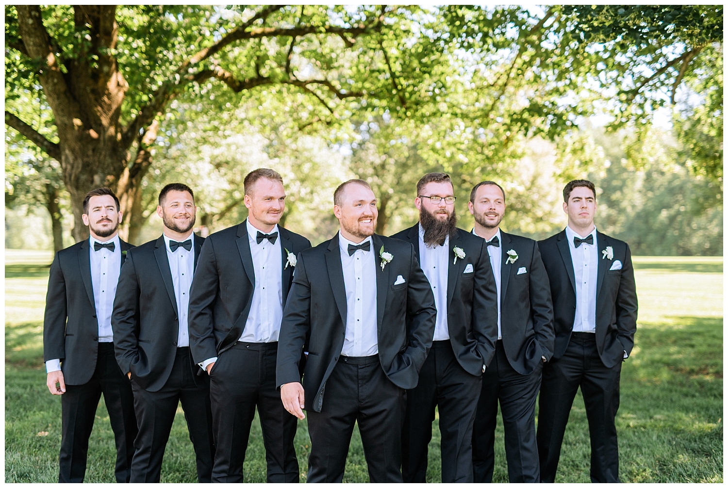 Groom and groomsmen portraits at Castle Hill Cidery