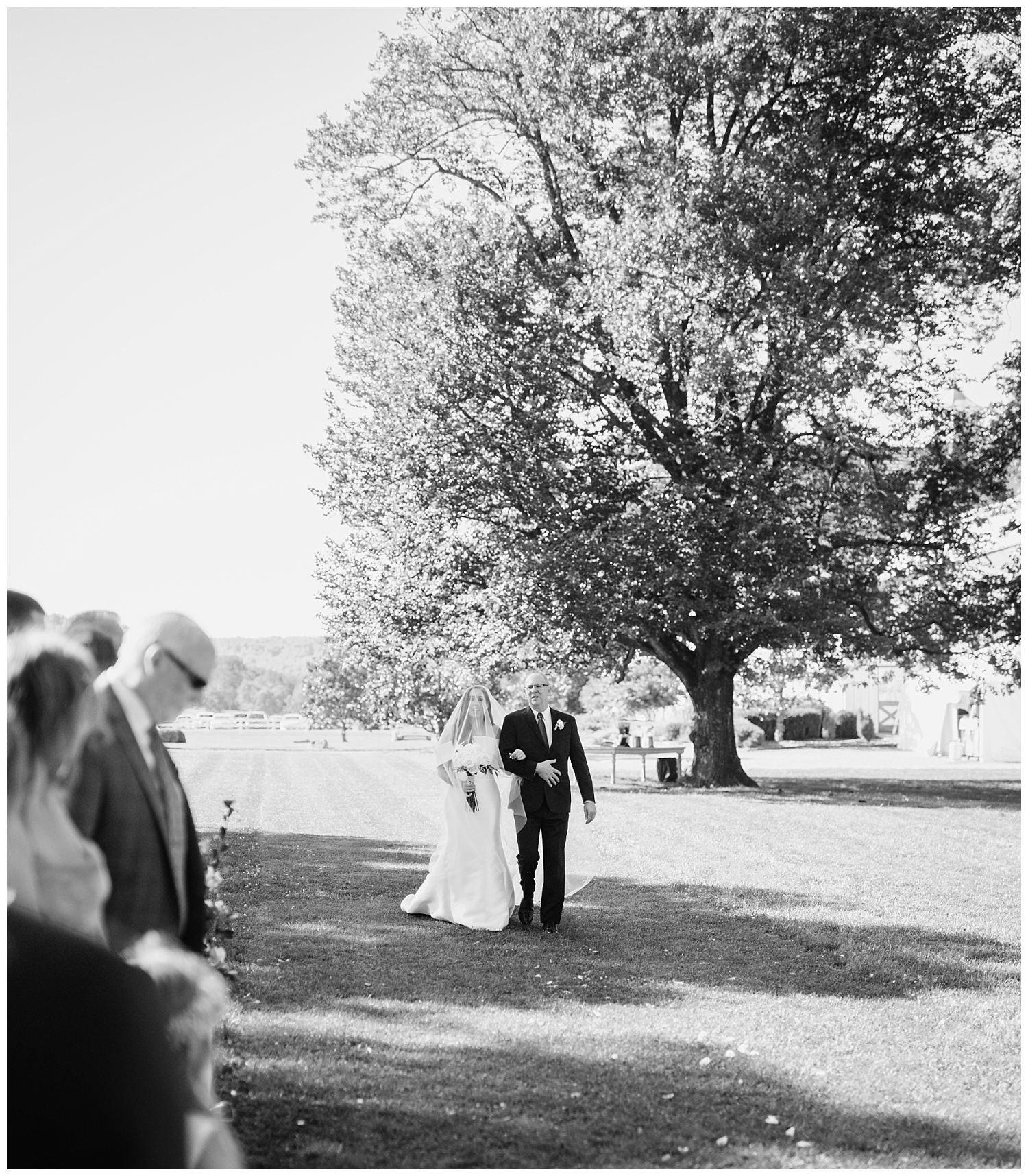 Father walking bride down the aisle at Castle Hill Cidery wedding