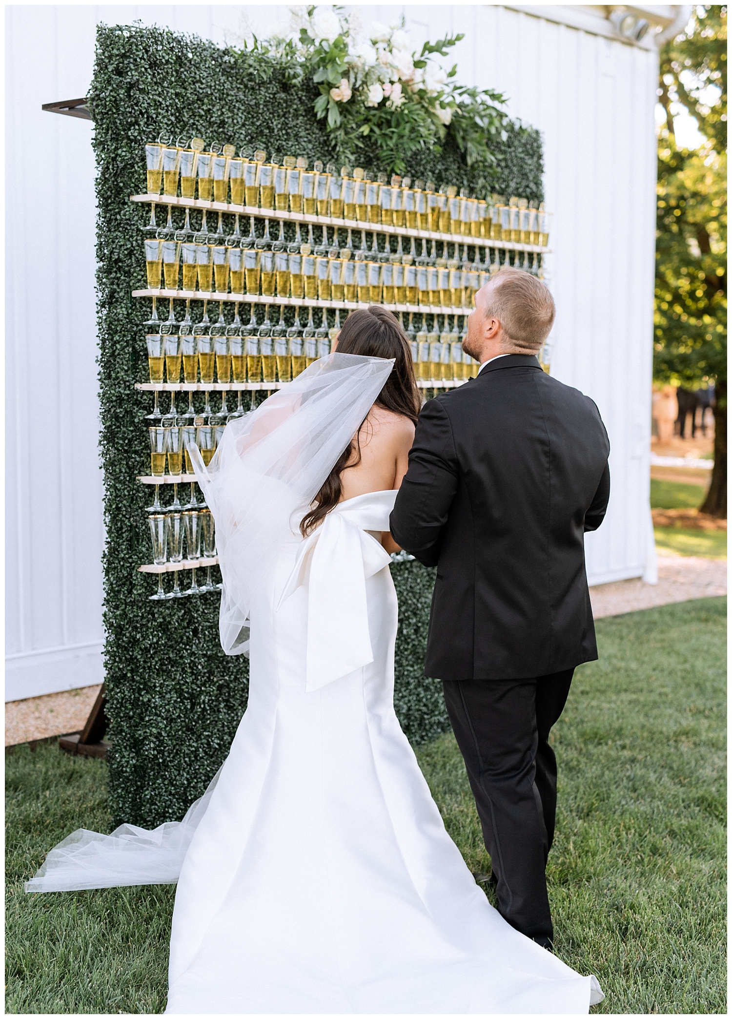 Champagne escort wall at Castle Hill Cidery Wedding in Keswick, Virginia