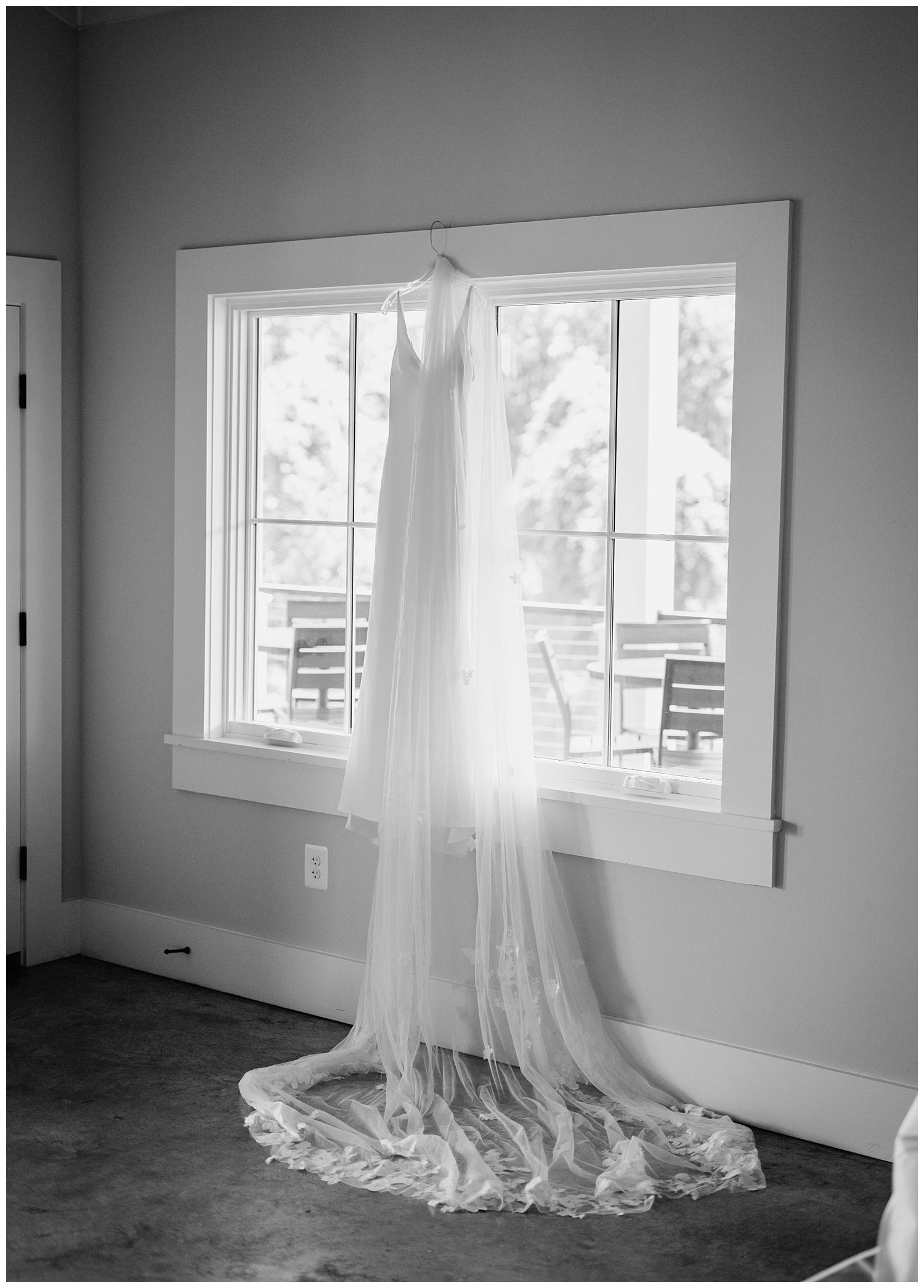Shot of wedding gown at Fleetwood Farm Winery wedding in Leesburg, Virginia