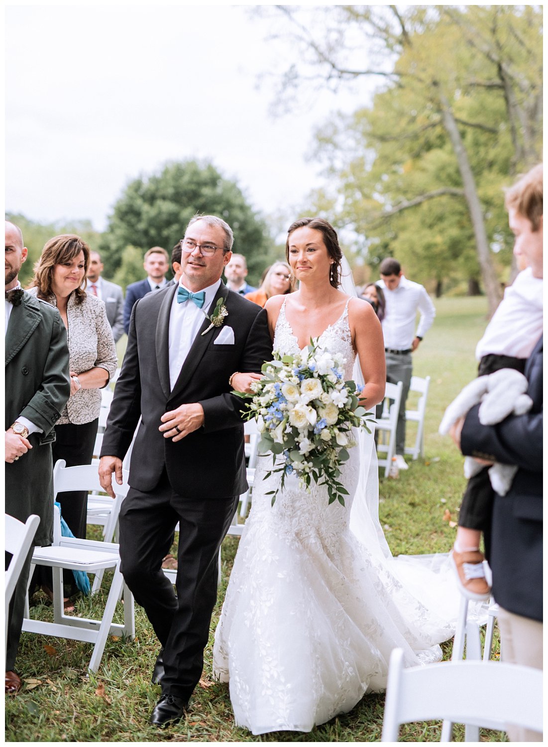 Father escorting bride down the aisle at Westover & Maymont Gardens wedding