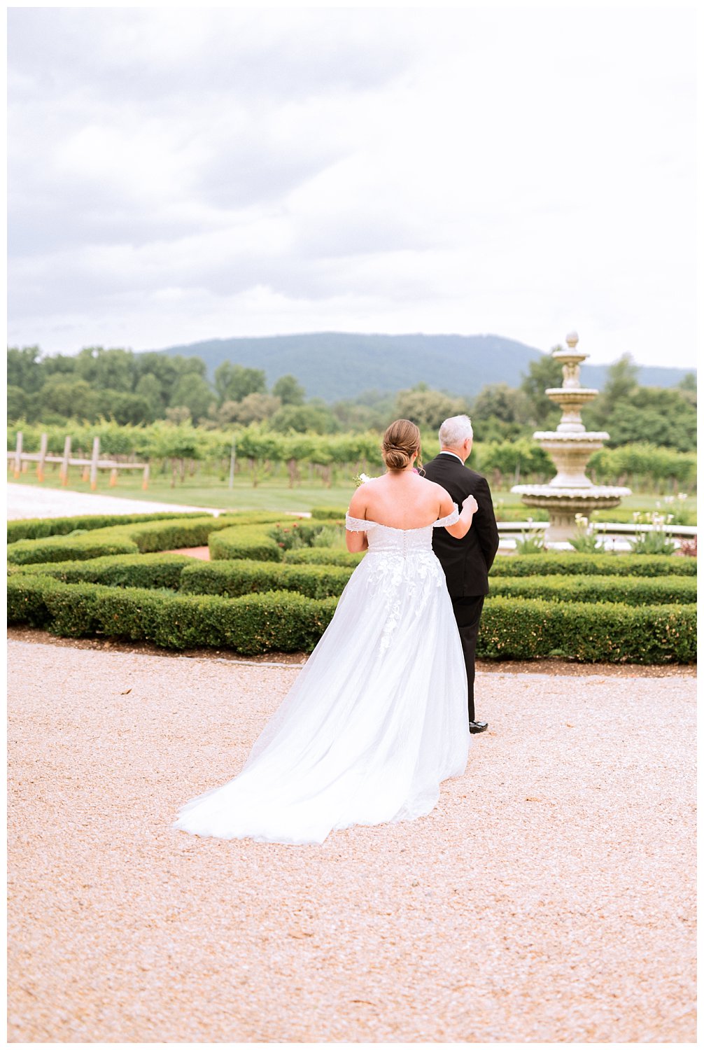 First look between bride and her father for this Virginia vineyard wedding