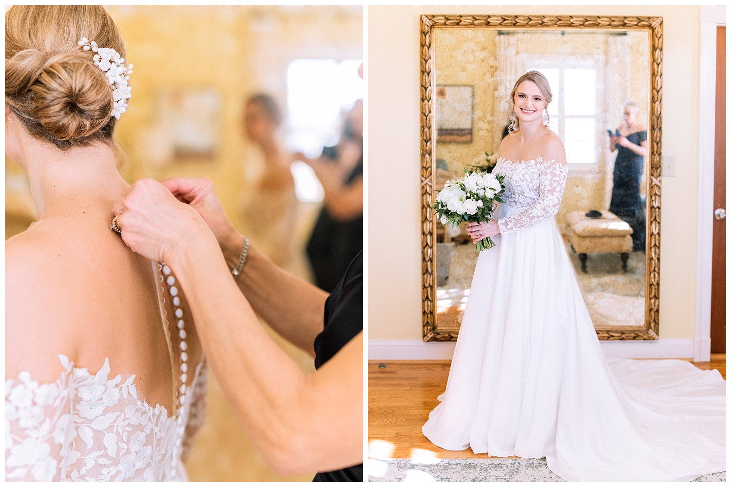 Bridal portraits in the cottage at Early Mountain Vineyard in Charlottesville, Virginia