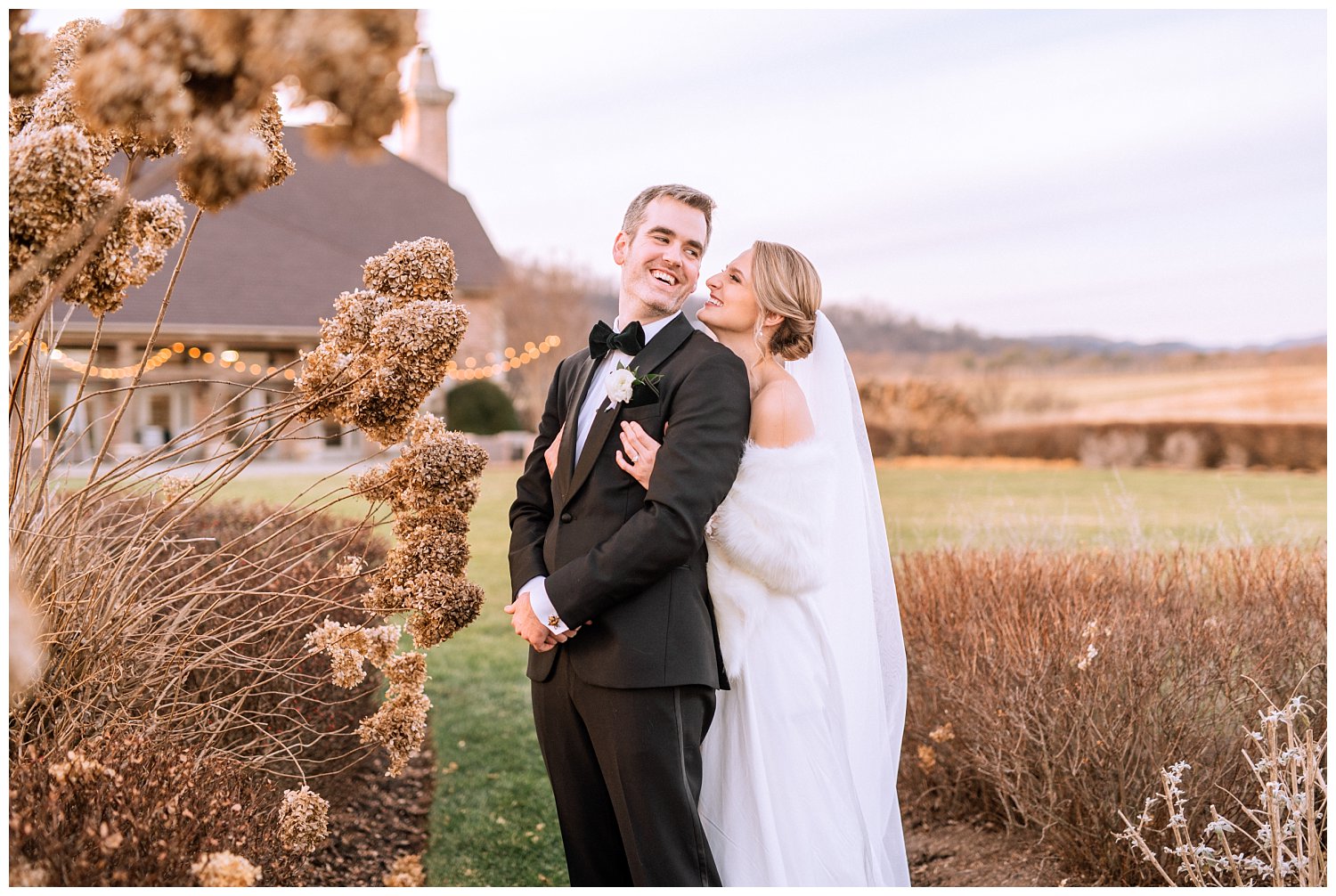 Newlywed sunset portraits at Early Mountain Vineyard in Charlottesville, Virginia