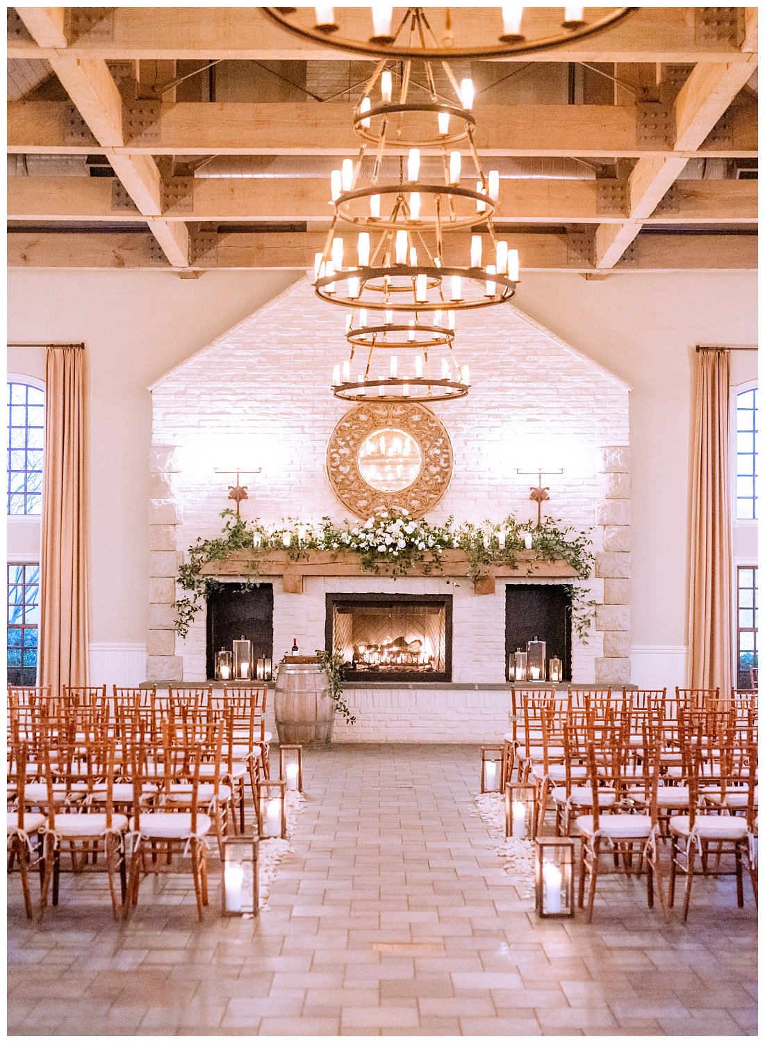 Wedding ceremony decor at Early Mountain Vineyard in Charlottesville, Virginia