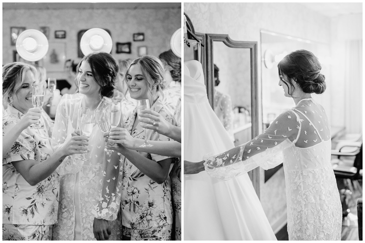 Bride and bridesmaids getting ready at Charlottesville Wedding