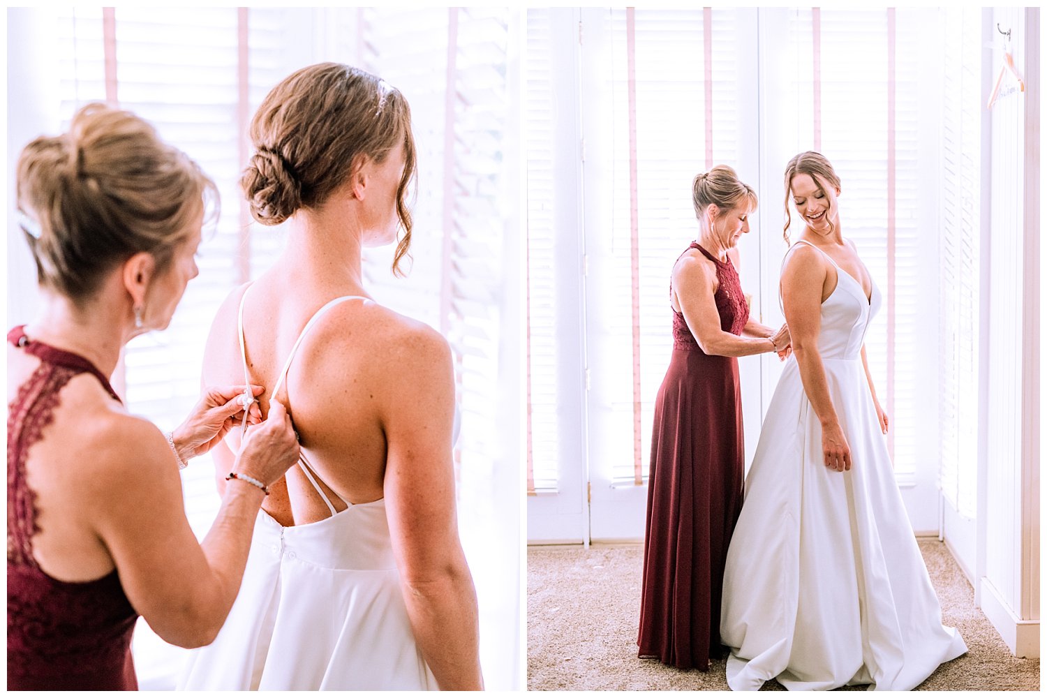Bride and her mom getting ready at Keswick Vineyard photographed by Heather Dodge Photography