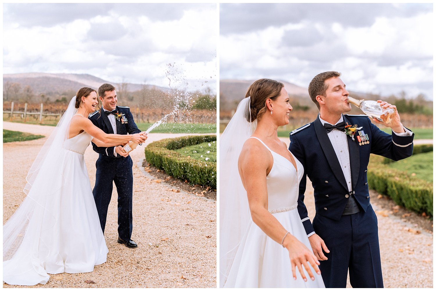 First Look at fall Keswick Vineyard Wedding photographed by Heather Dodge Photography