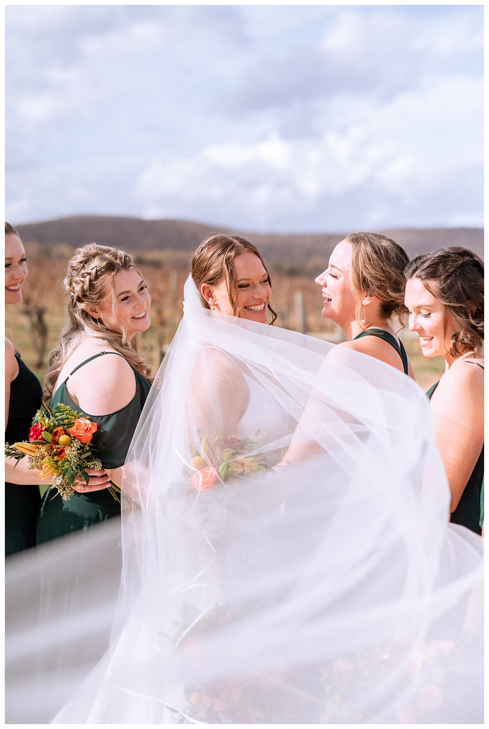 Bridesmaids portraits at Keswick Vineyard Wedding photographed by Heather Dodge Photography